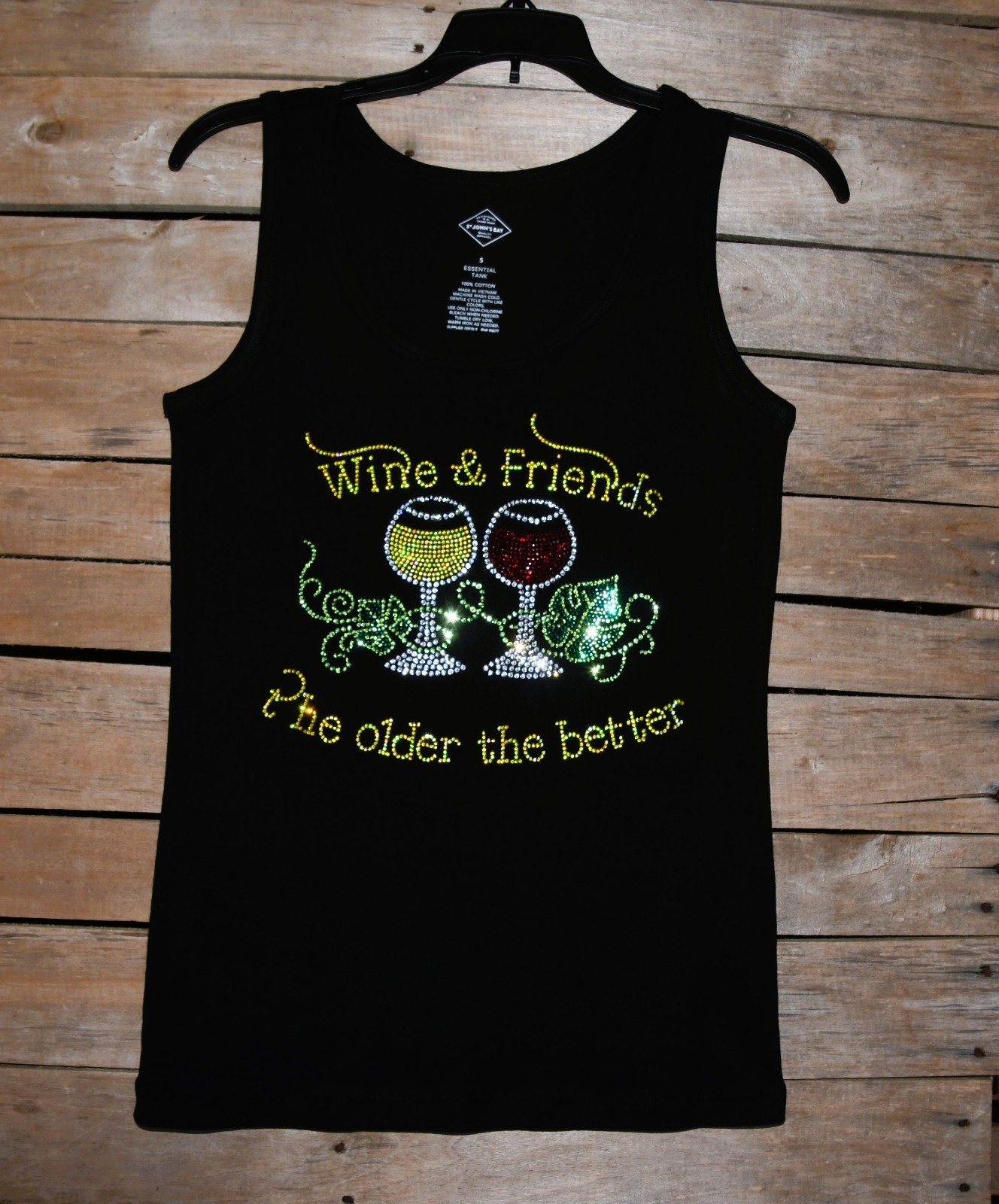 Wine & Friends rhinestone bling shirt or tank XS S M L XL XXL 1X 2X 3X 4X 5X