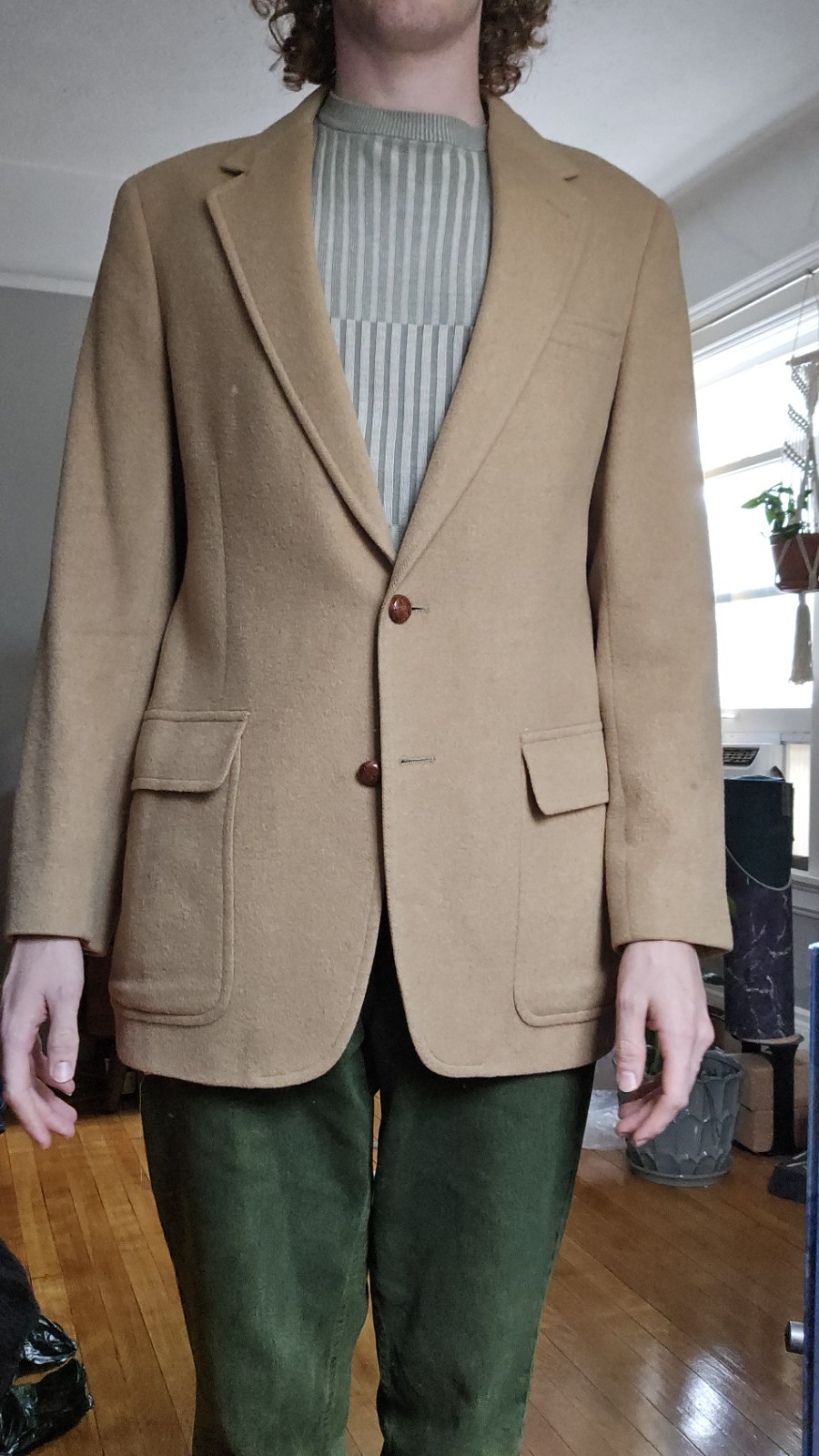 VTG EVAN PICONE mens solid beige CAMEL HAIR sport coat suit jacket blazer 40 R