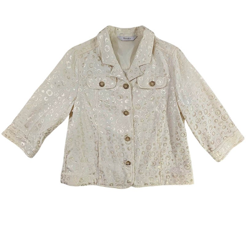 Tan Jay Champagne Shimmer Viscose Jacket Womens 12 Mother of the Bride Elegant