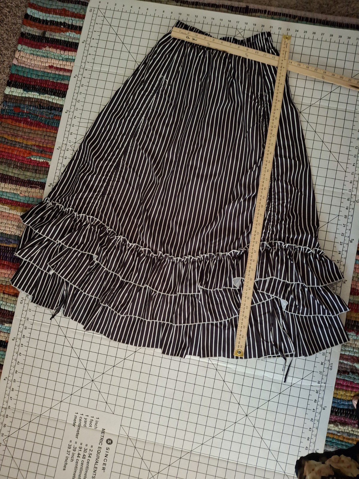 Belle Poque Steampunk Victorian Black White Stripe Skirt NWT Small