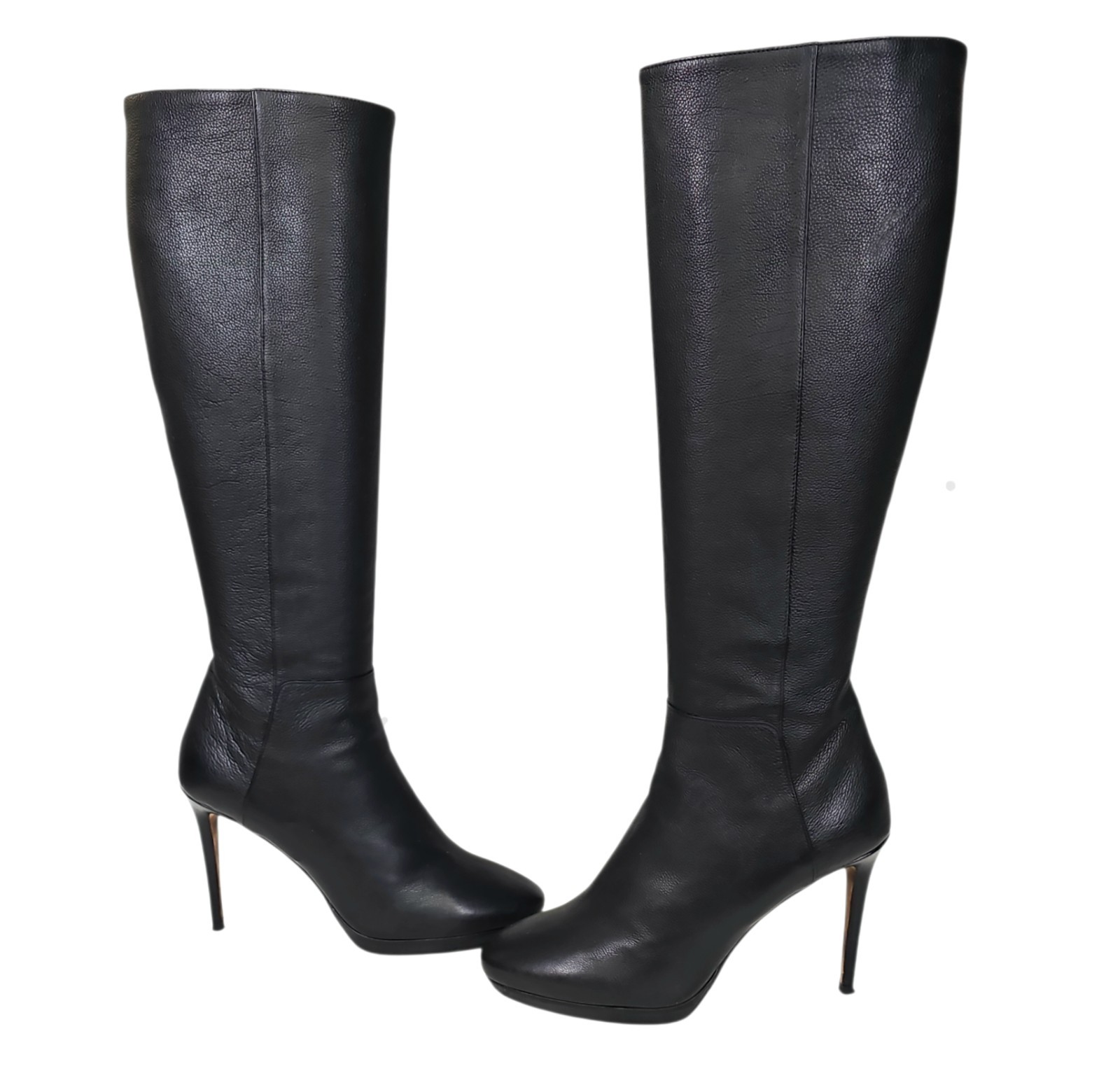 JIMMY CHOO Hoxton 100 Black Textured Leather Tall Boots 39 / 9 US