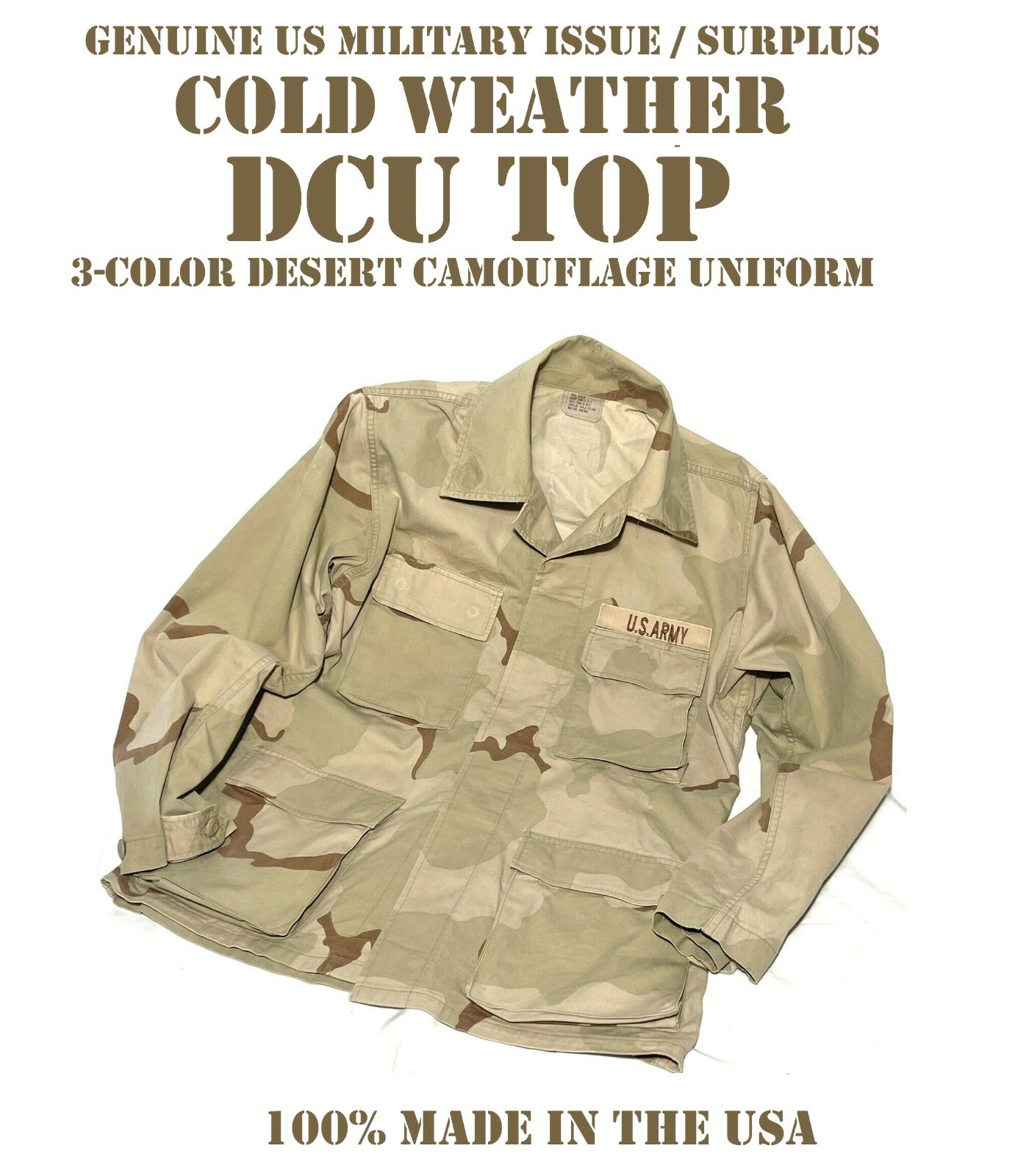 VG US MILITARY MEN’S L-SHORT DCU COLD WEATHER COAT SHIRT TOP DESERT CAMO UNIFORM