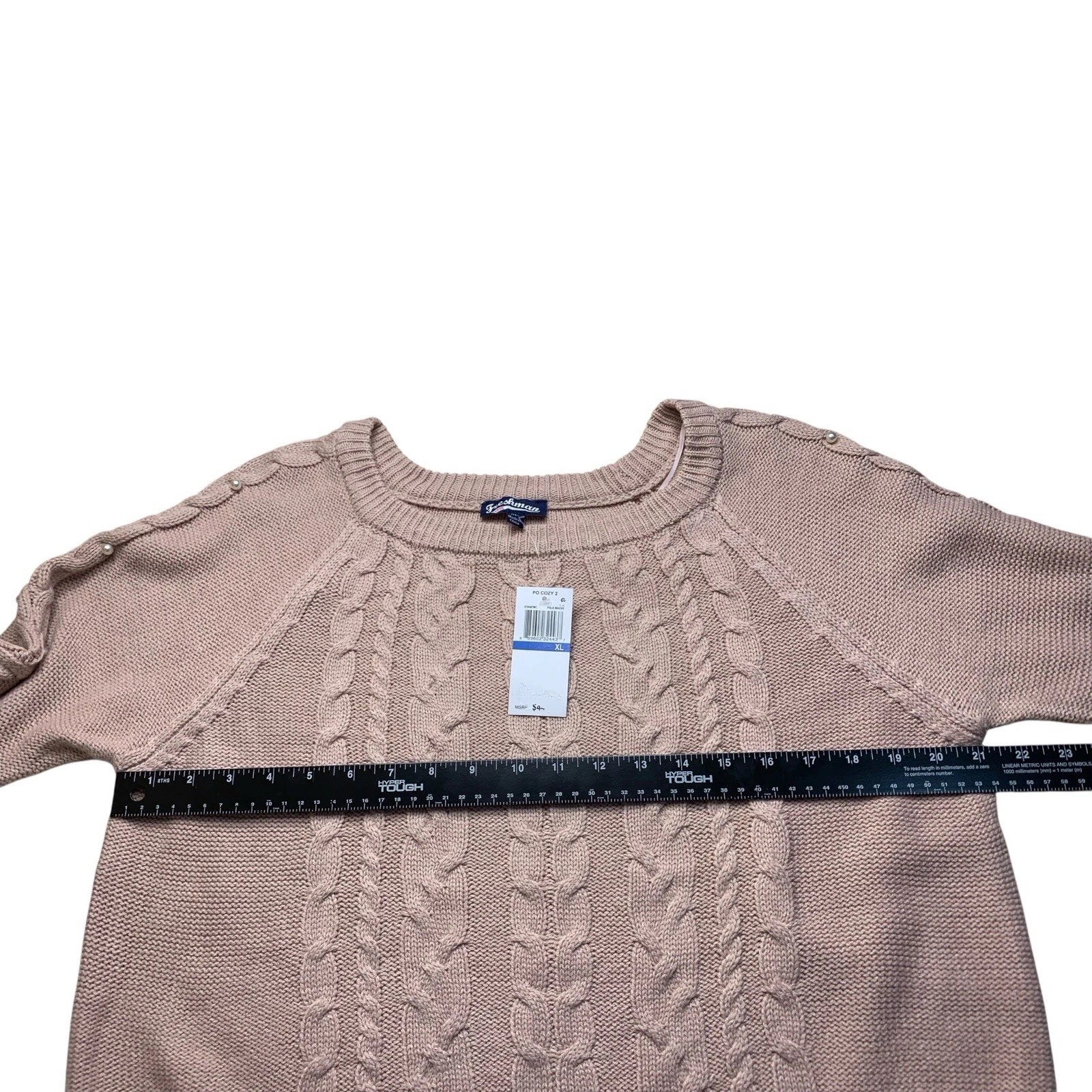 Freshman NWT XL Junior Pink Pearl Embellished Pull-over Sweater G200