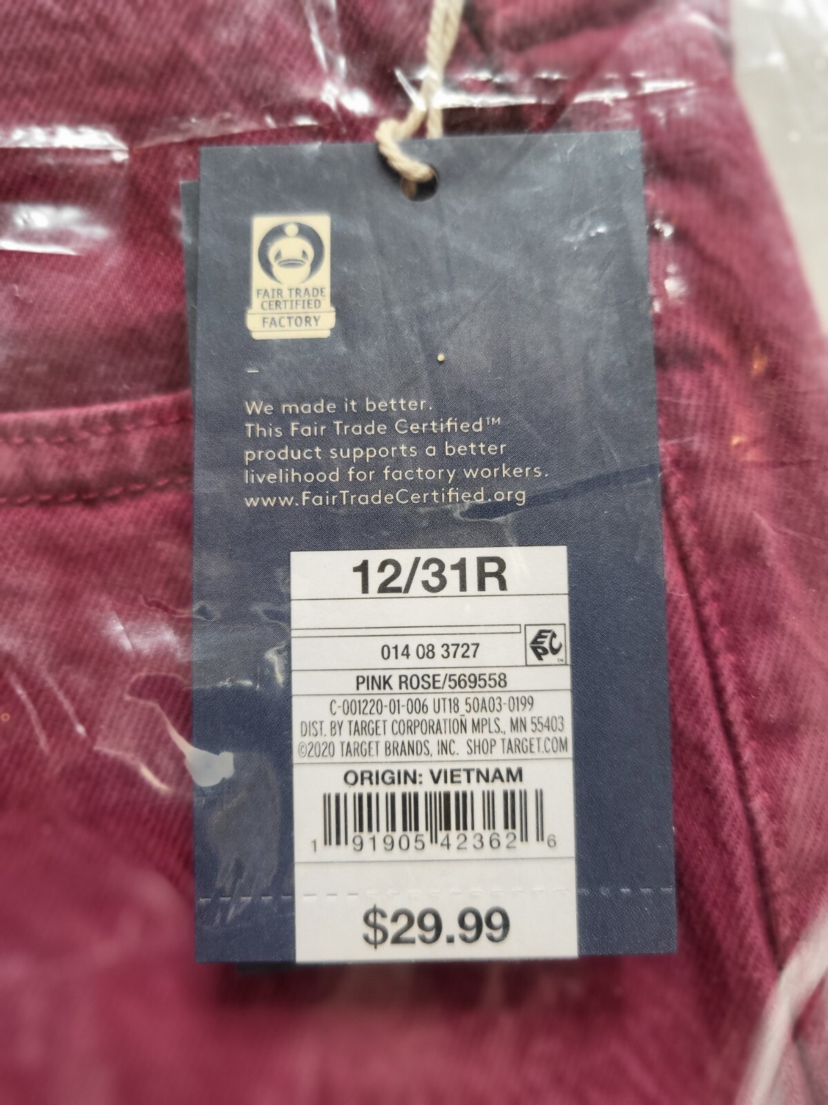 Universal Thread 12/31R Pink Rose Vintage Stretch Straight Womens Jean Pants