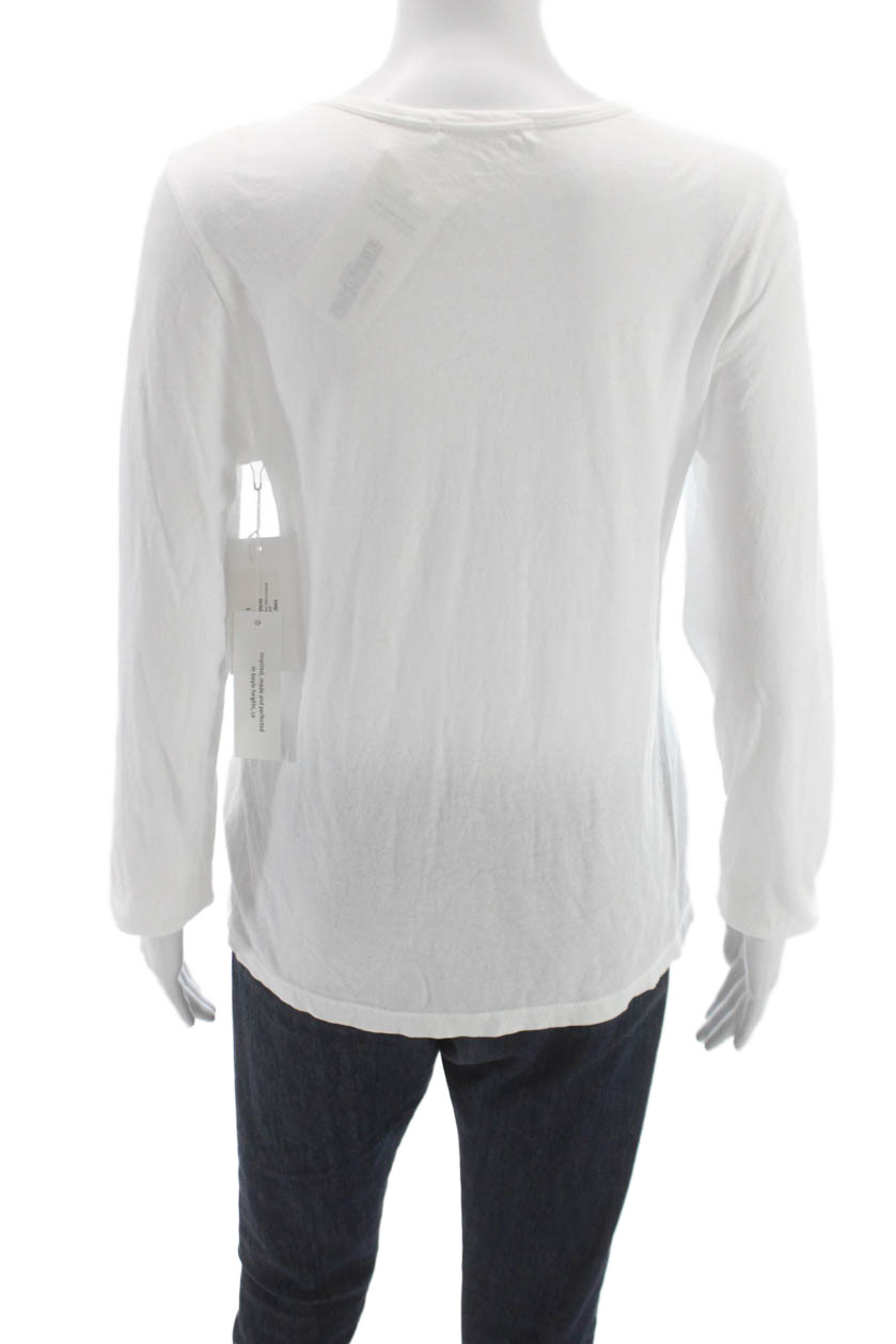 Perfect White Tee Womens Basic Cotton Long Sleeve Tee Size M