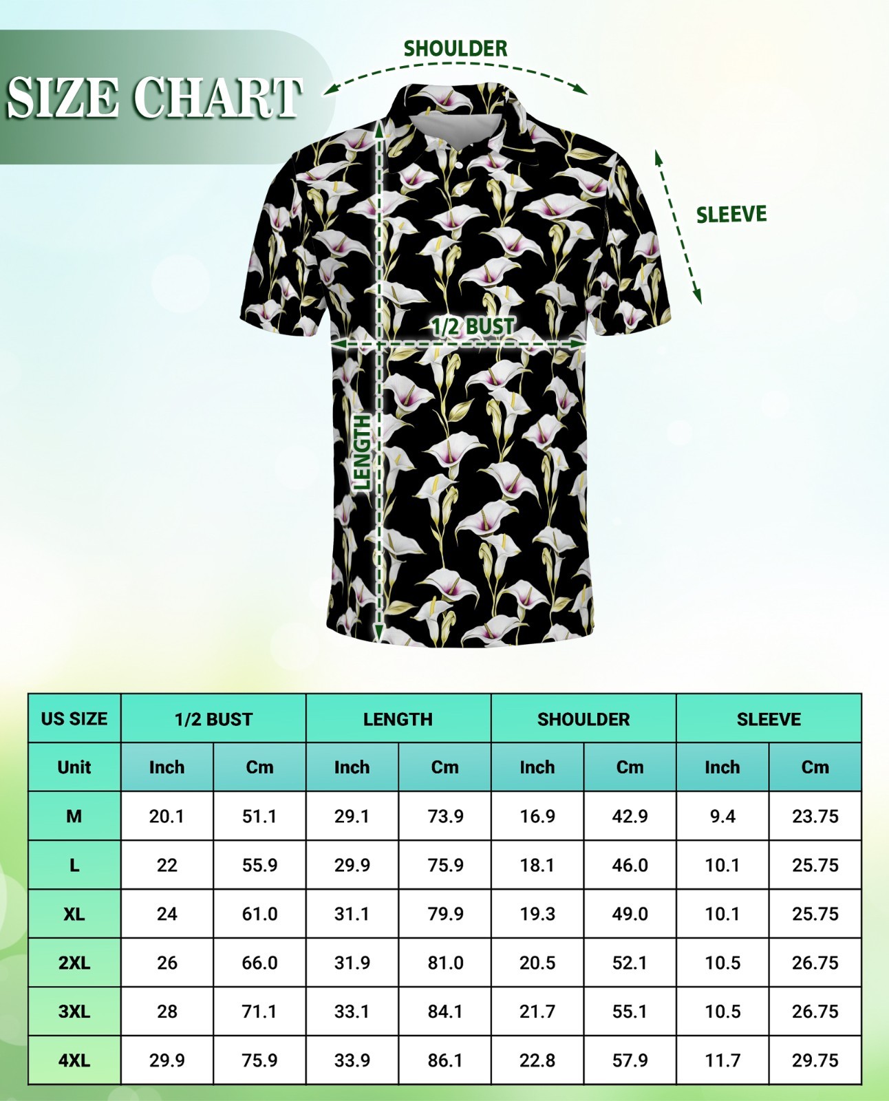 Men’s Polo Shirt Black Calla Lily Floral Golf Shirt Gift for Flower Lovers
