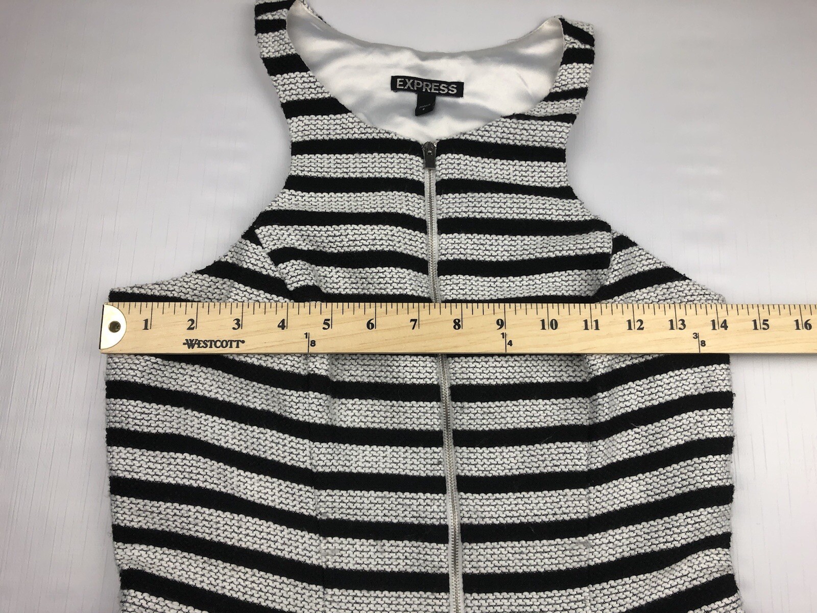 Express Women’s Size 2 Black White Striped Fit & Flare Short Pleated Party Dress
