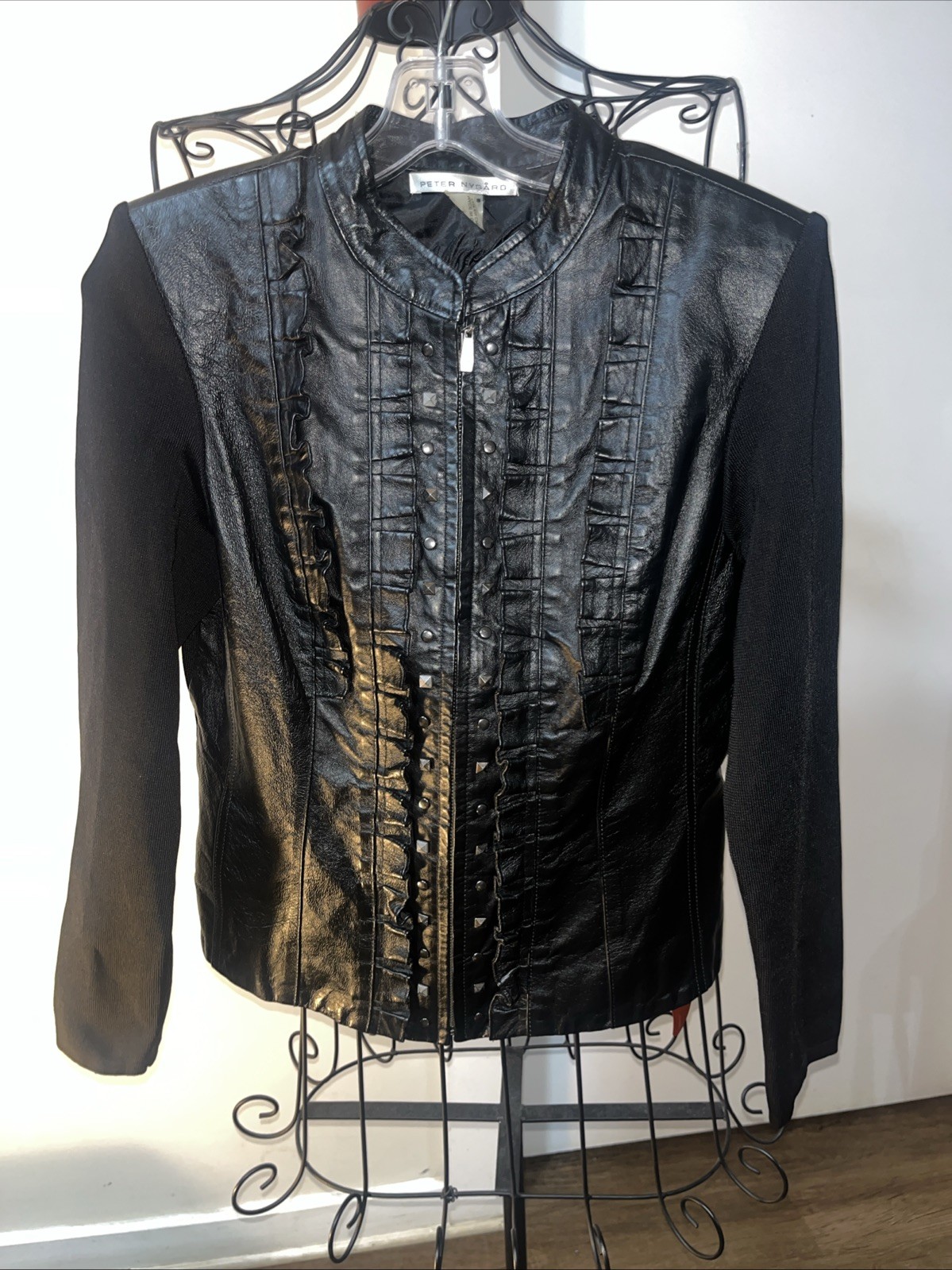 Vintage Nygard Collection Leather Jacket Full Zip Size Medium Goth Moto