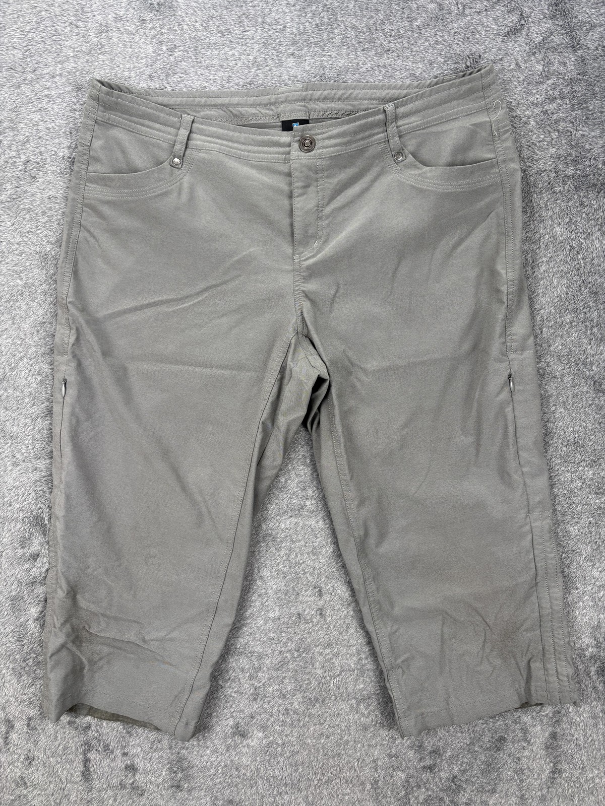 Kuhl Pants Womens 14 Gray Nylon Polyester Twill Capri Zip Pockets Outdoor Travel