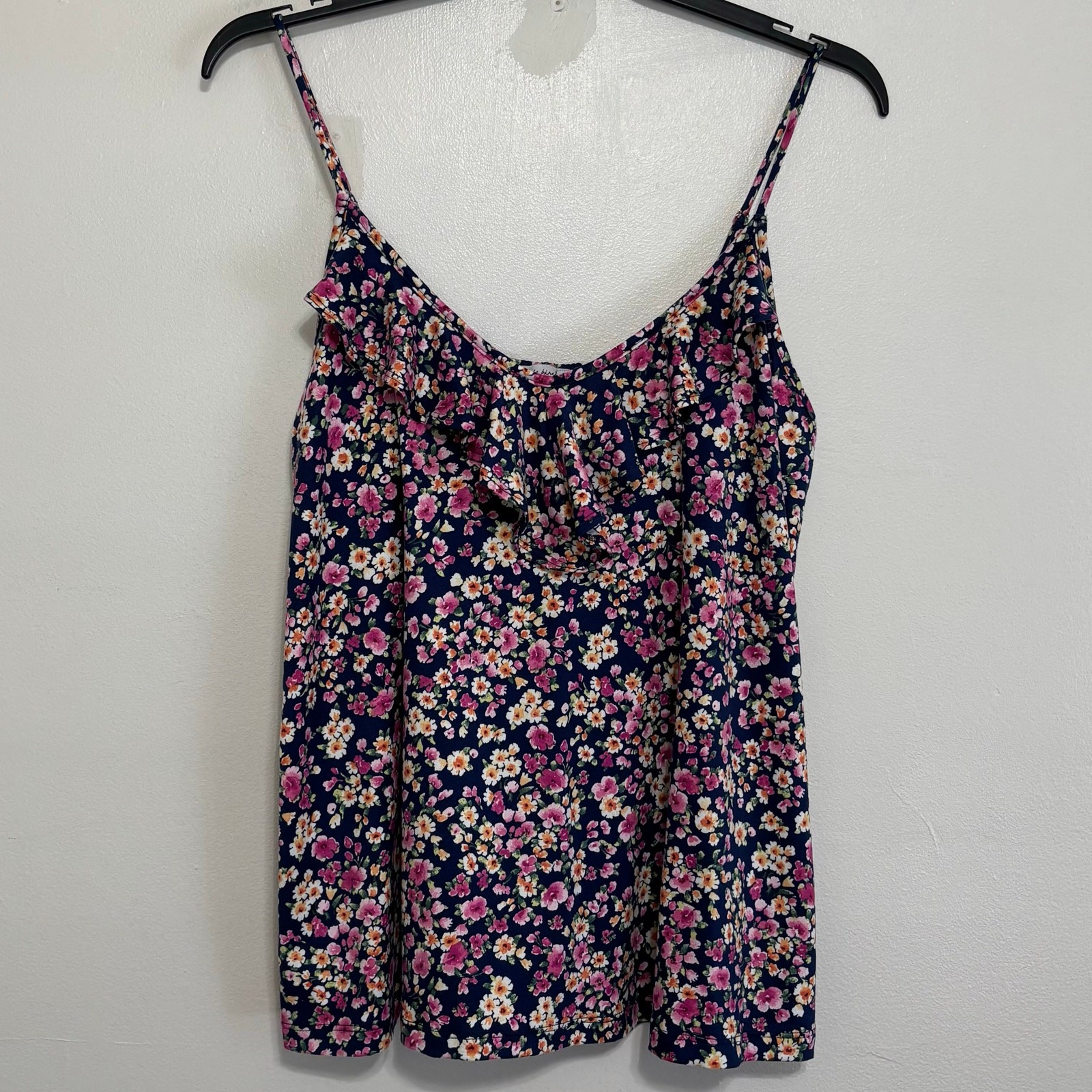 White Birch Navy Blue and Floral Tank Top Size XL