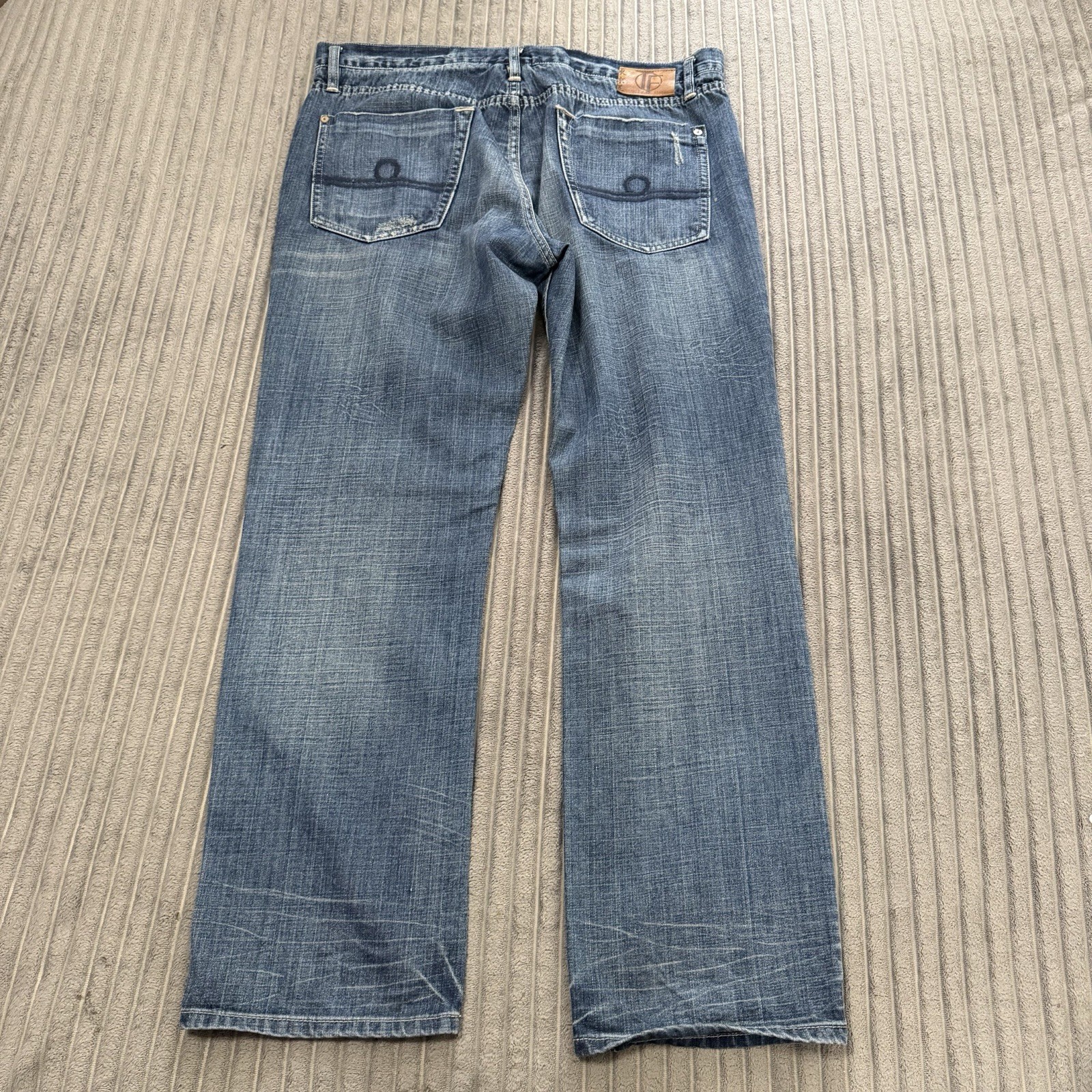 Tokyo Five The Way Jeans Mens 38×32 Blue Denim Whiskered Cotton Button Fly Pants
