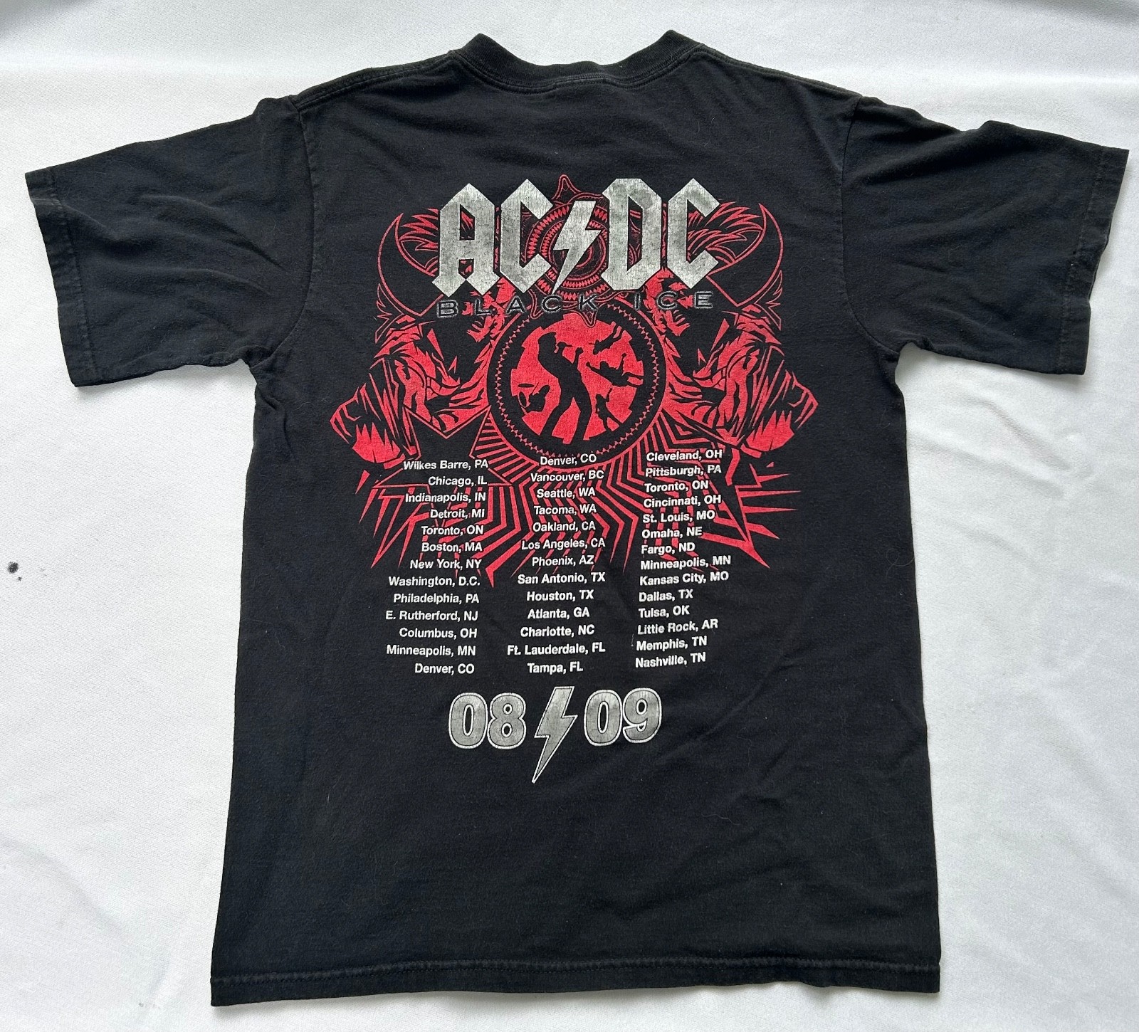 🤘AC/DC Black Ice Tour Shirt Sz. Small Rock N Roll Train 08-09 Graphic Concert