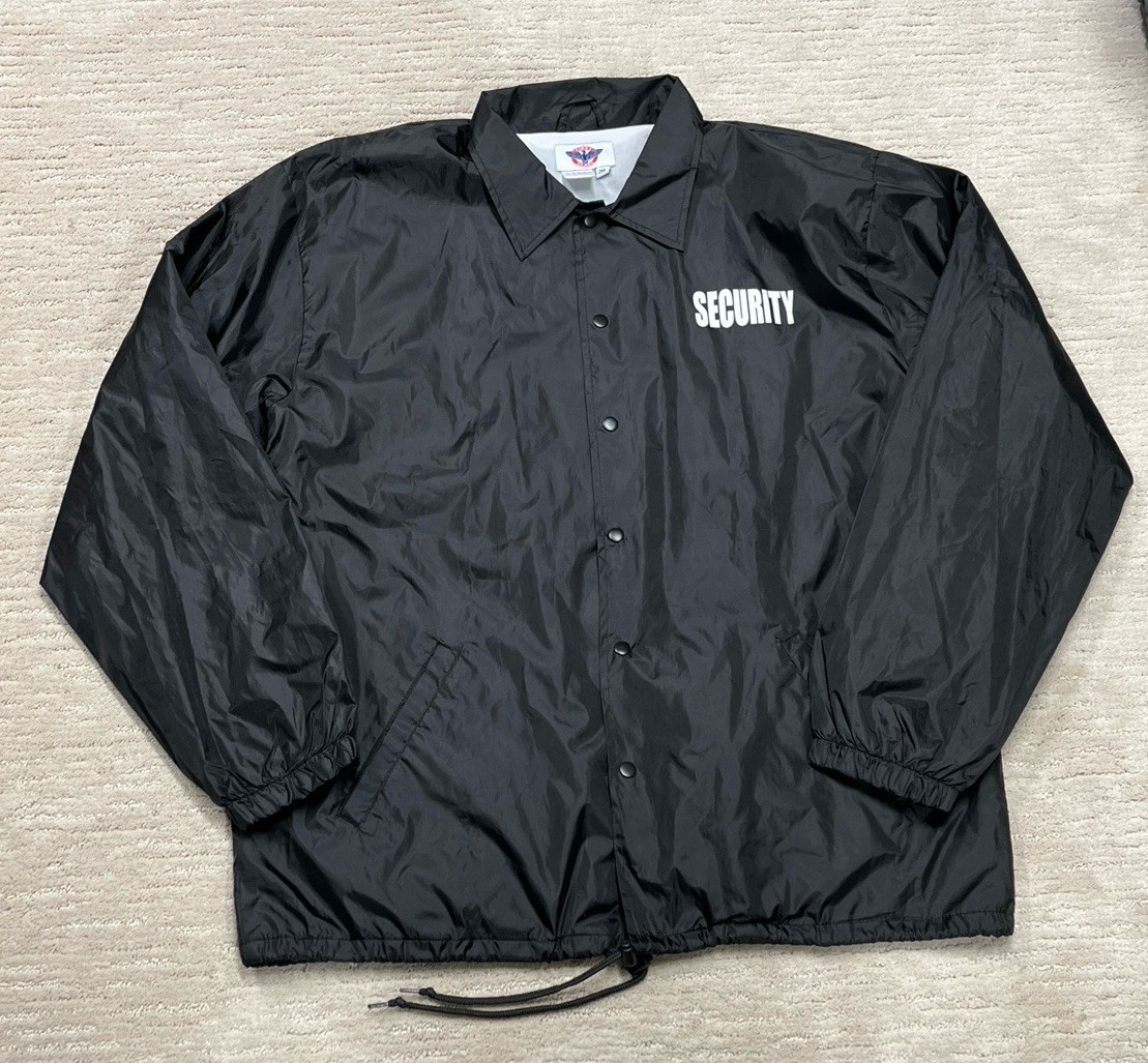 First Class Security Jacket Mens 2XL Black Waterproof Full Zip Uniform