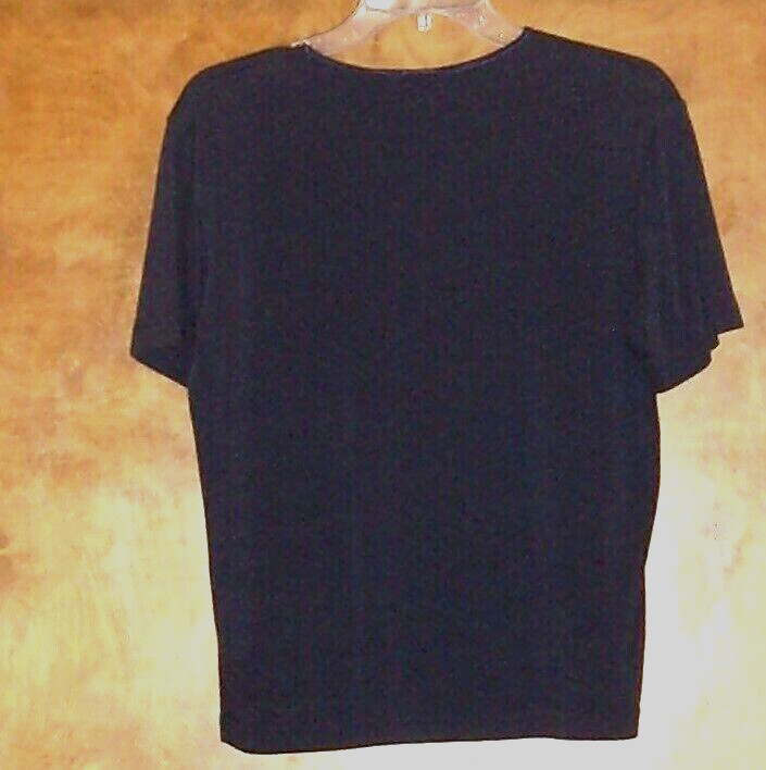 Vintage: Laura Gayle Classics SS, Knit Top, Sz S, Dark Navy, Rayon/Poly/Cotton