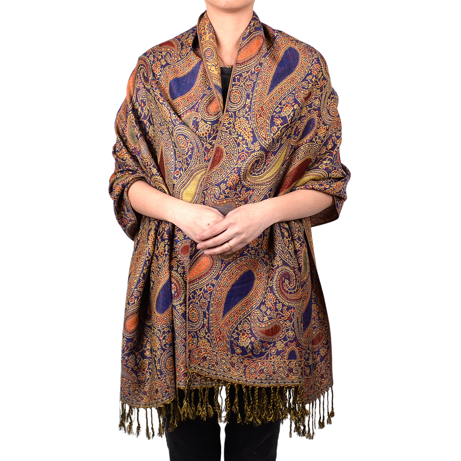 Paisley Floral Pashmina Thick Scarf Wrap Shawl Classic Gold Silver Tear Drop