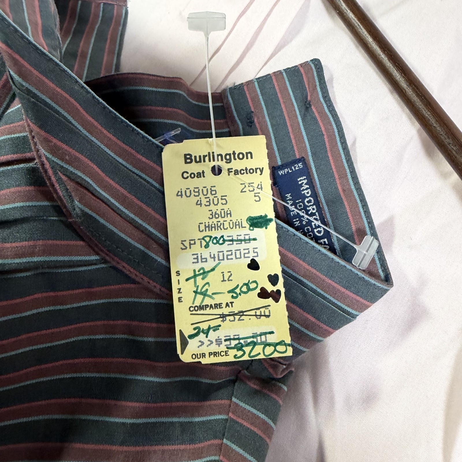 NWT Vintage Hathaway Women’s 80s Green Red Striped Back Button Detail Blouse 12