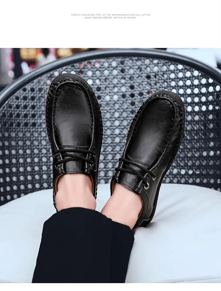 Men’s Vintage Round Toe Lace Up Loafers Formal Driving Causal Flat Heels Shoes