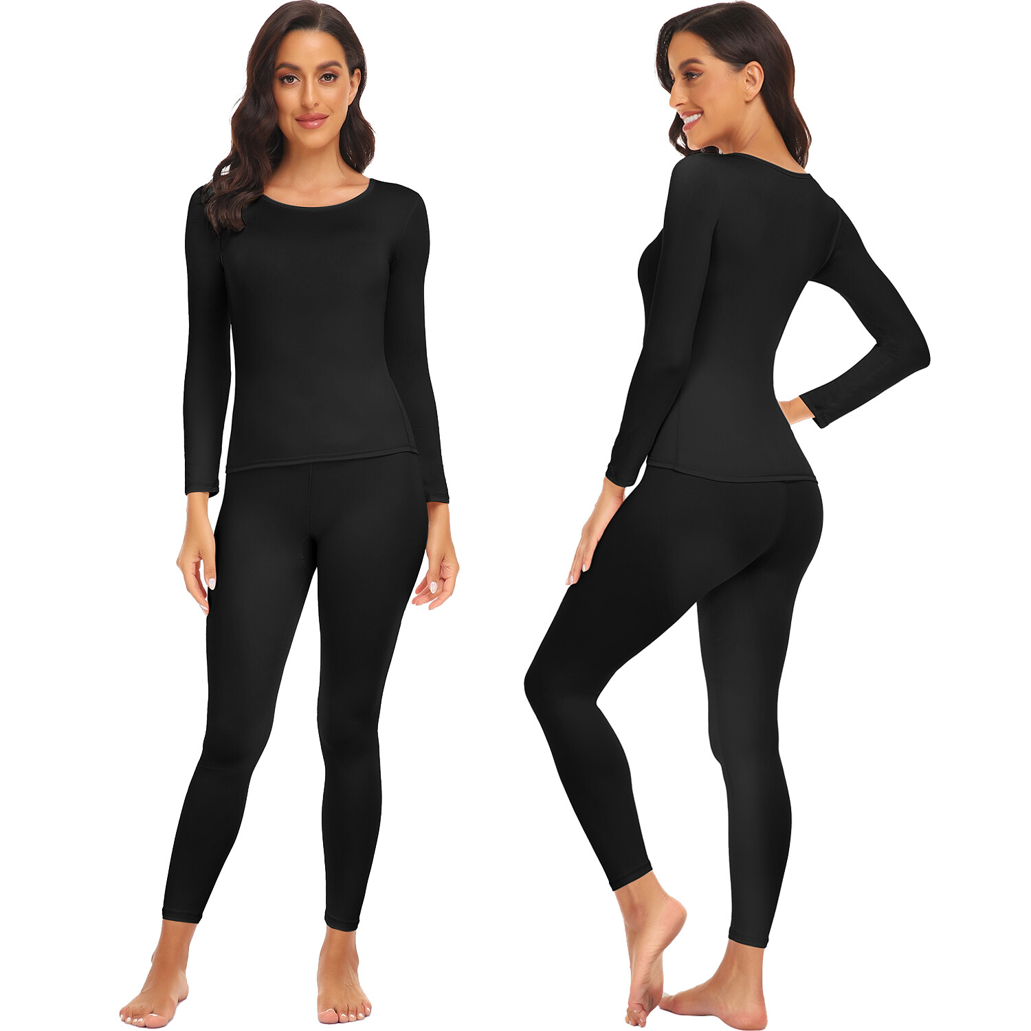 Women Ultra Soft Long Johns Set Thermal Base Layer Top + Bottom Underwear Set
