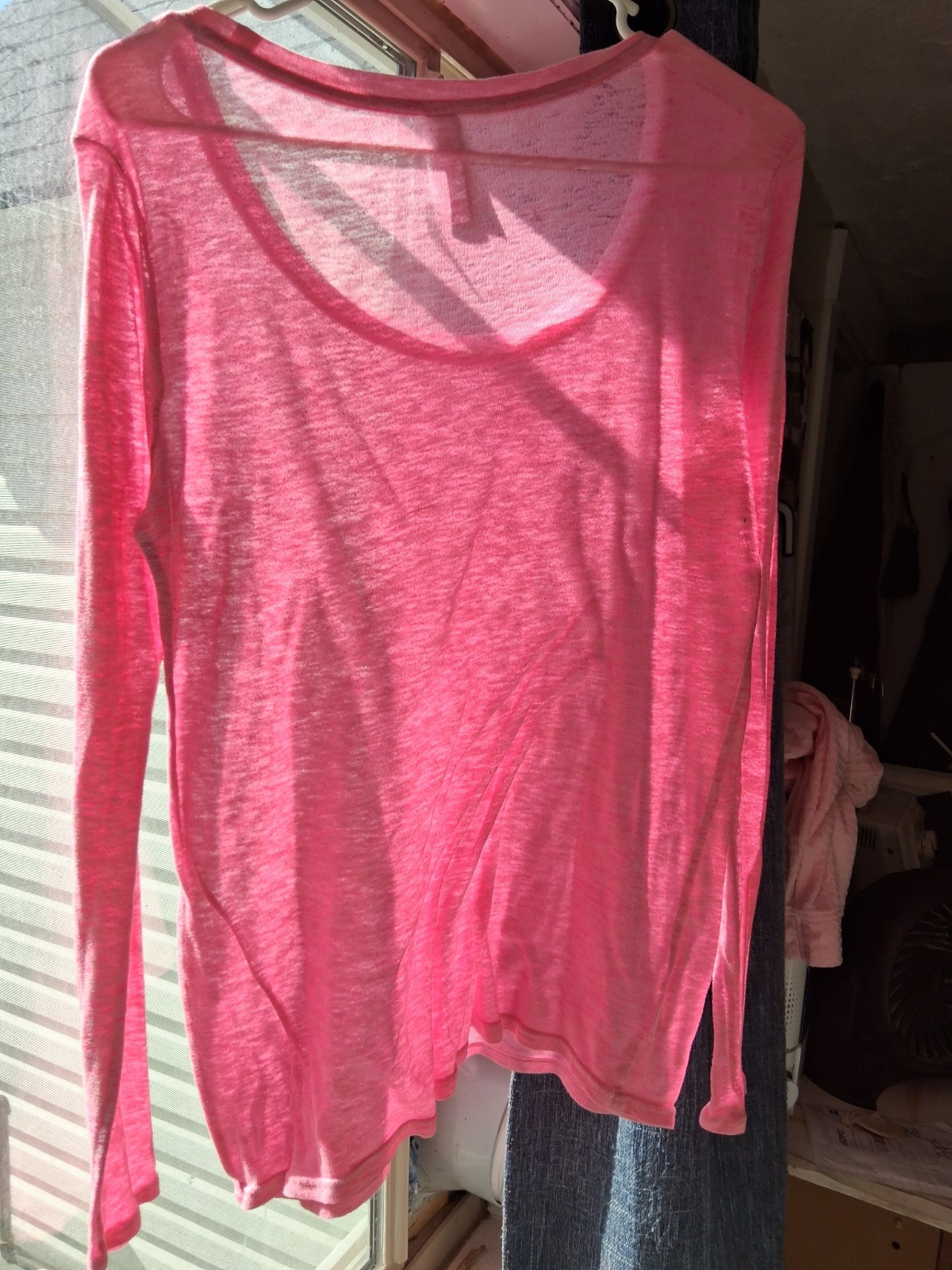 No Boundaries Women’s Pink Solid Long Sleeve Scoop Neck Pullover Top L/G 11-13