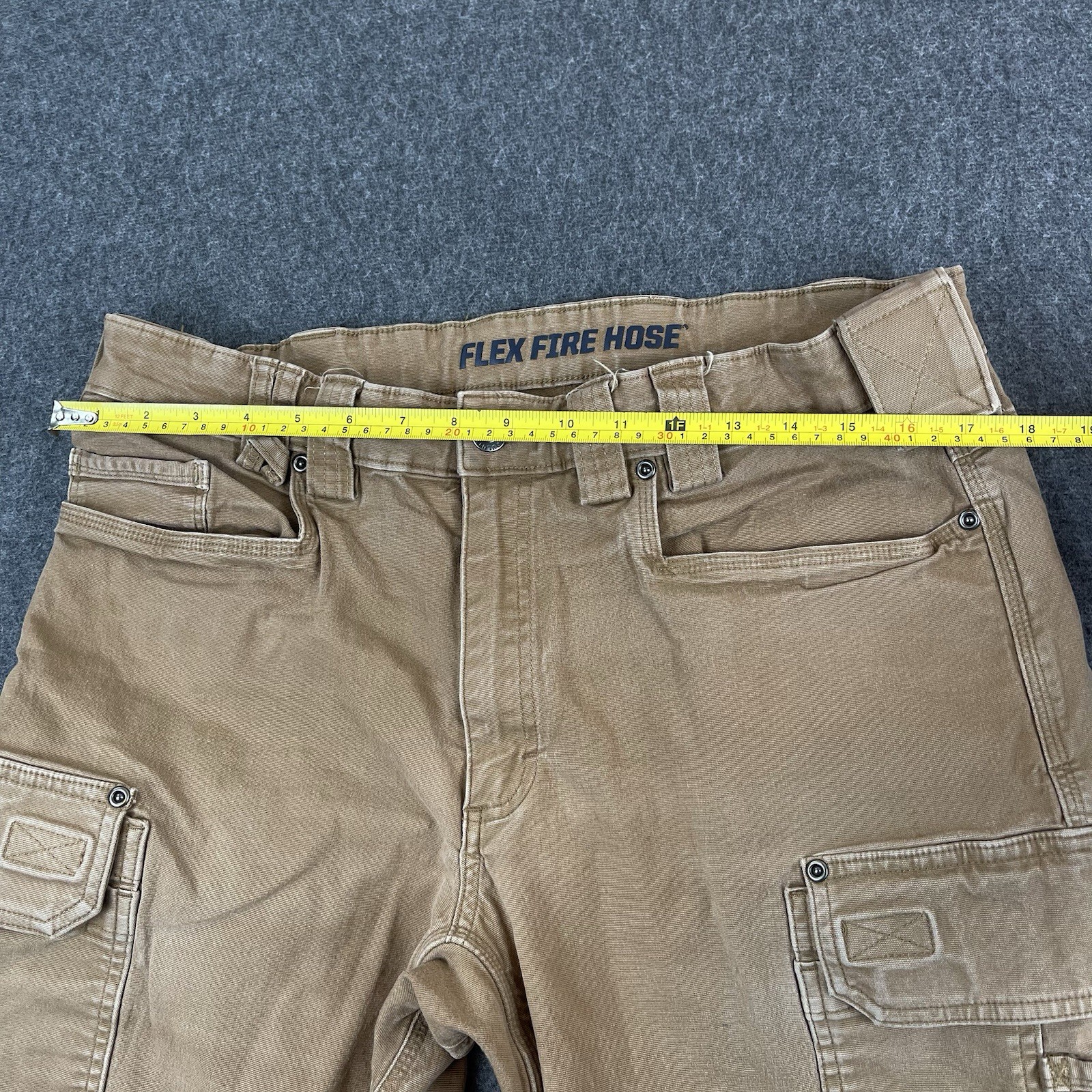 Duluth Flex Fire Hose Ultimate Relaxed Fit Cargo Work Pants Mens 36×34 Brown Tan