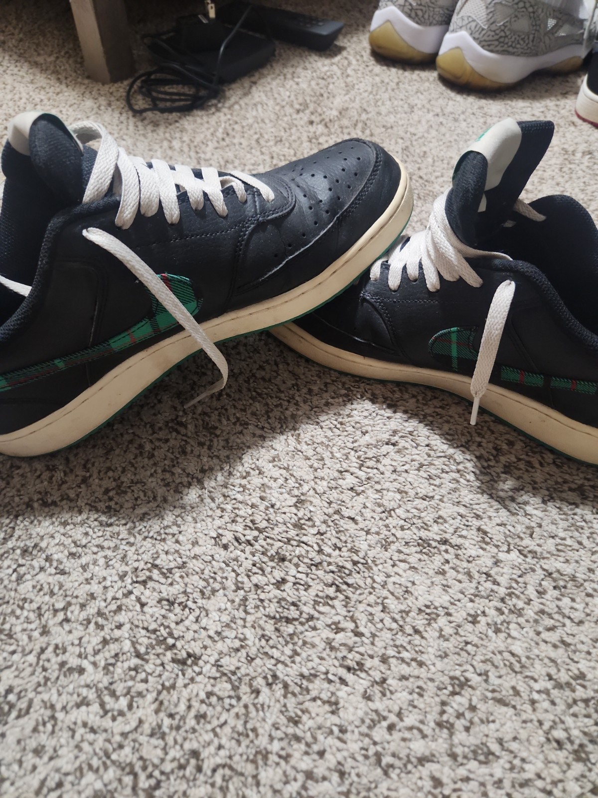 Mens Nike Court Vision Shoes Size 10.5 Black Green And Red Xmas Sneakers