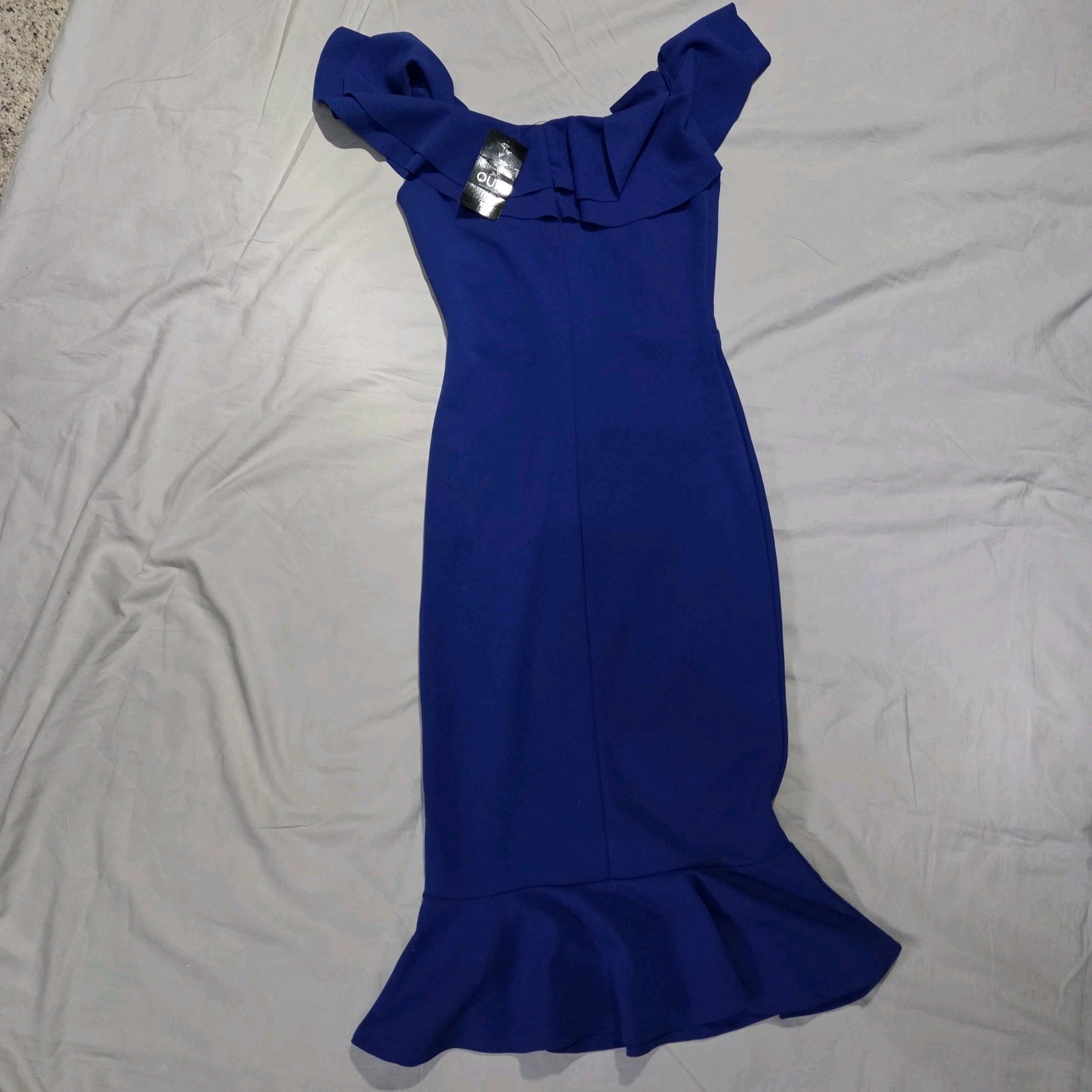 QUIZ ROYAL BLUE OFF-SHOULDER MERMAID STYLE DESIGNER DRESS NWT