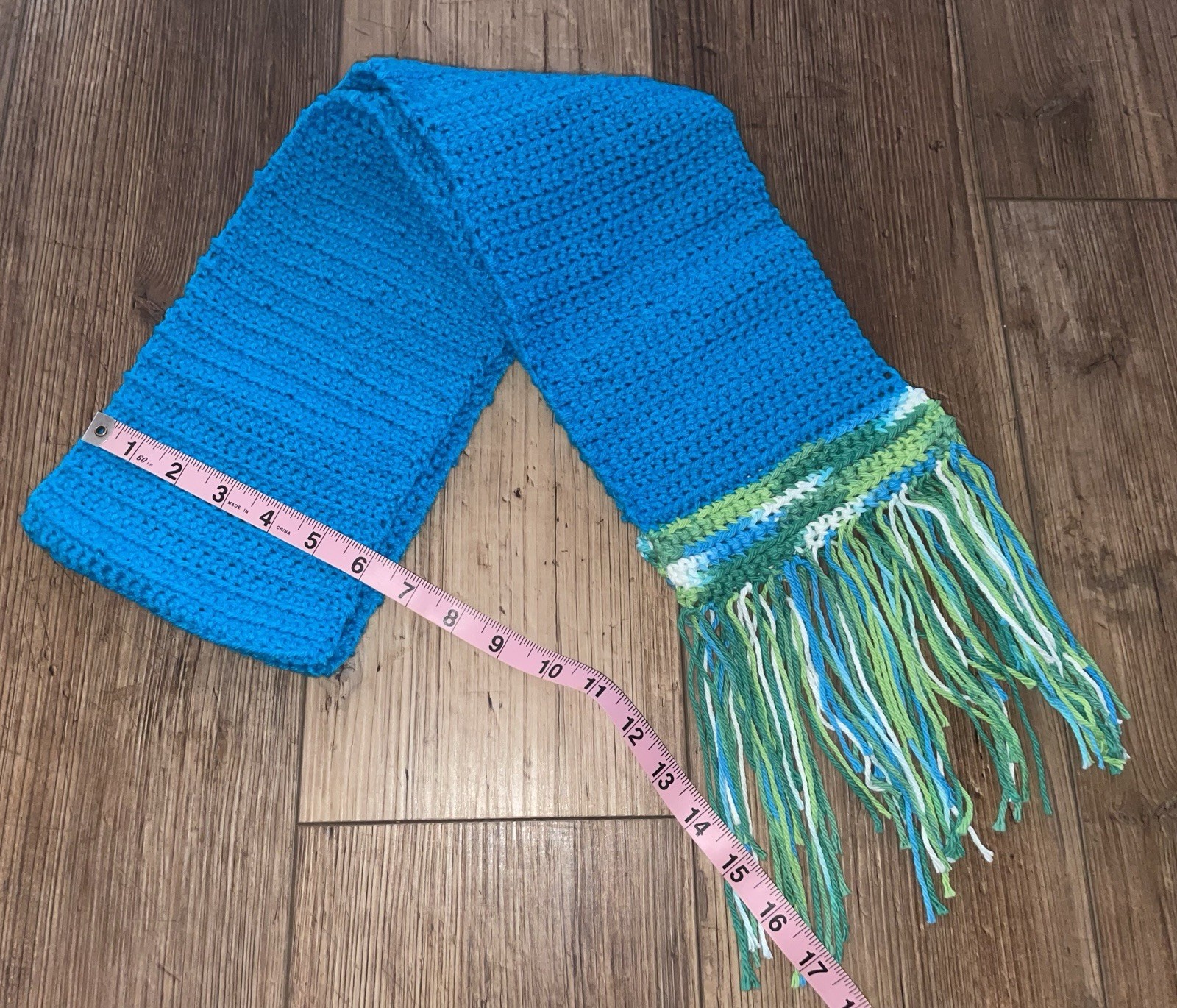 Homemade Crocheted Scarf With Fringes On The End