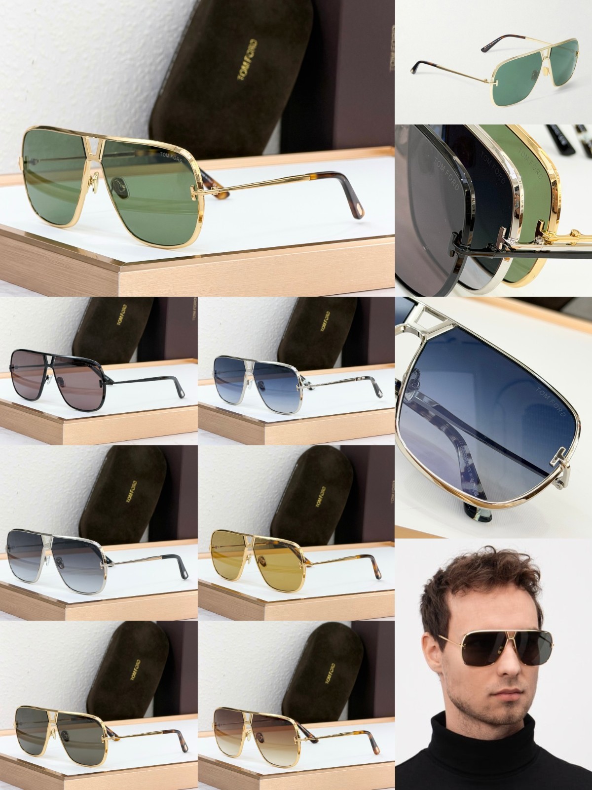 Tom Ford TF1204 Sunglasses Gold Frame Brown Gradient Lens Size 63□11-140