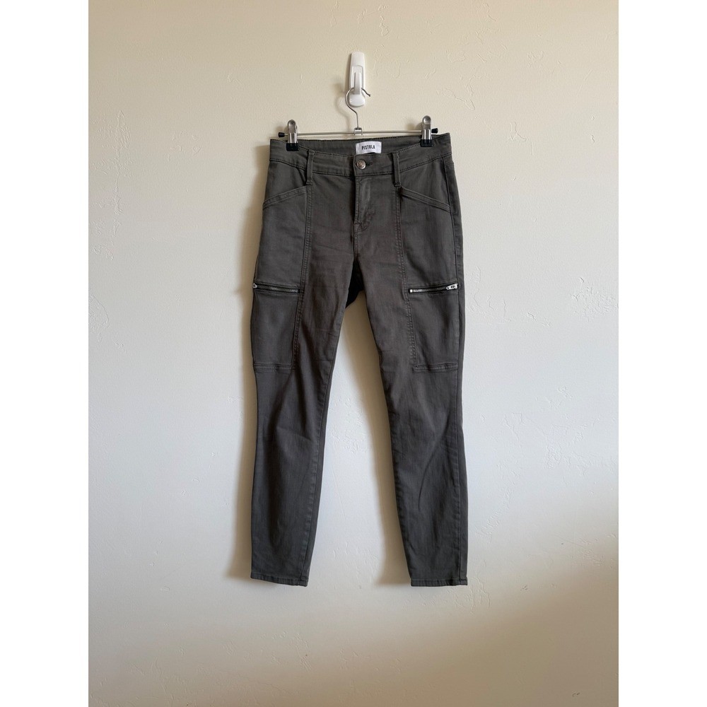 Pistola Army Green Moto Zip Skinny Jeans Women’s Size 25 Stretch Denim