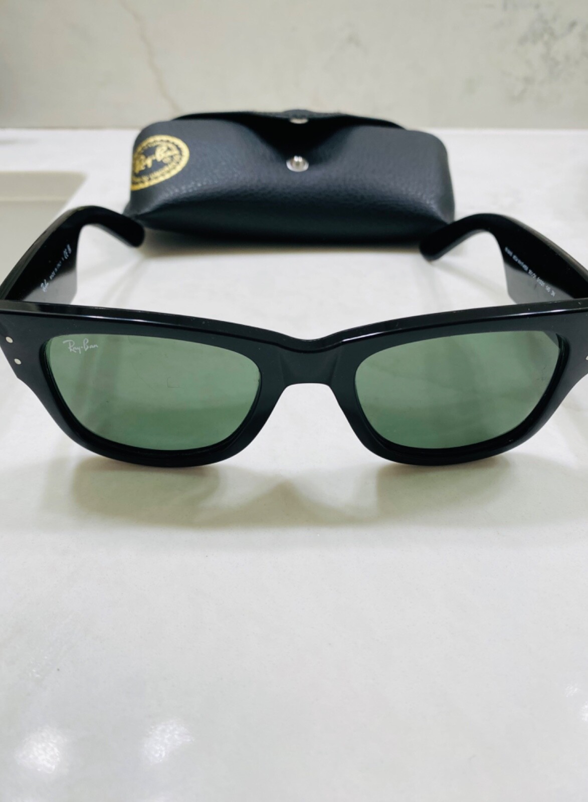 Ray-Ban RB0840S 901/31 51-21 Unisex Square Sunglasses – Black/Green