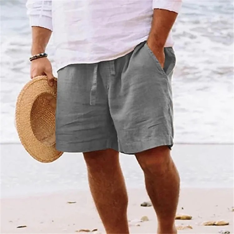 Men’s Cotton Linen Lightweight Gym Beach Shorts for Summer Casual Fit Pants