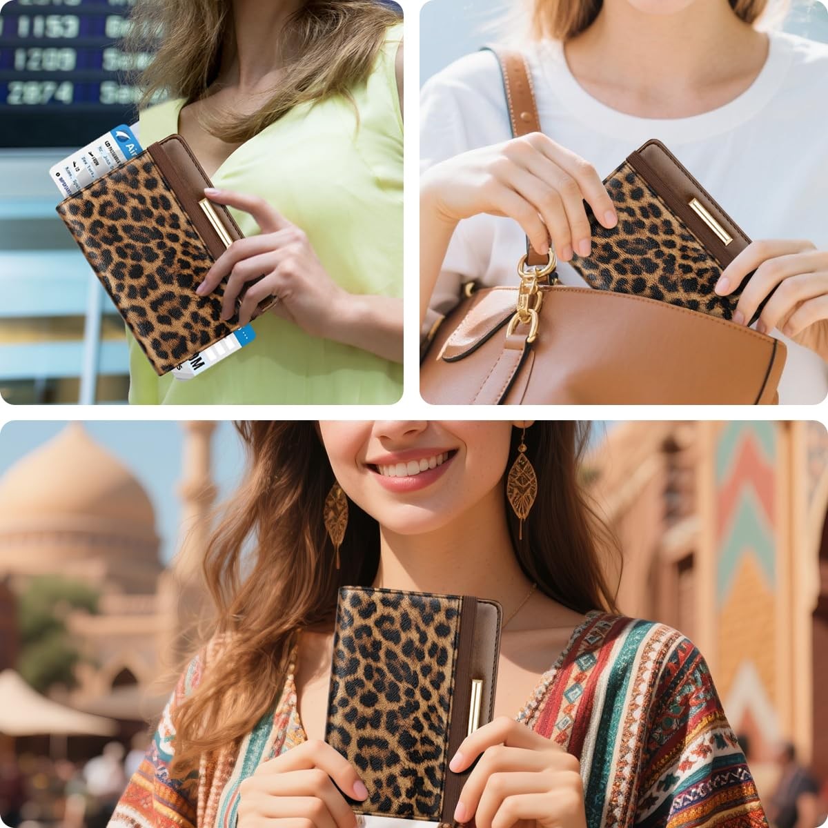 Passport Holder Cover,Traveling 5.5 x 3.93 x 0.6 inches, Leopard