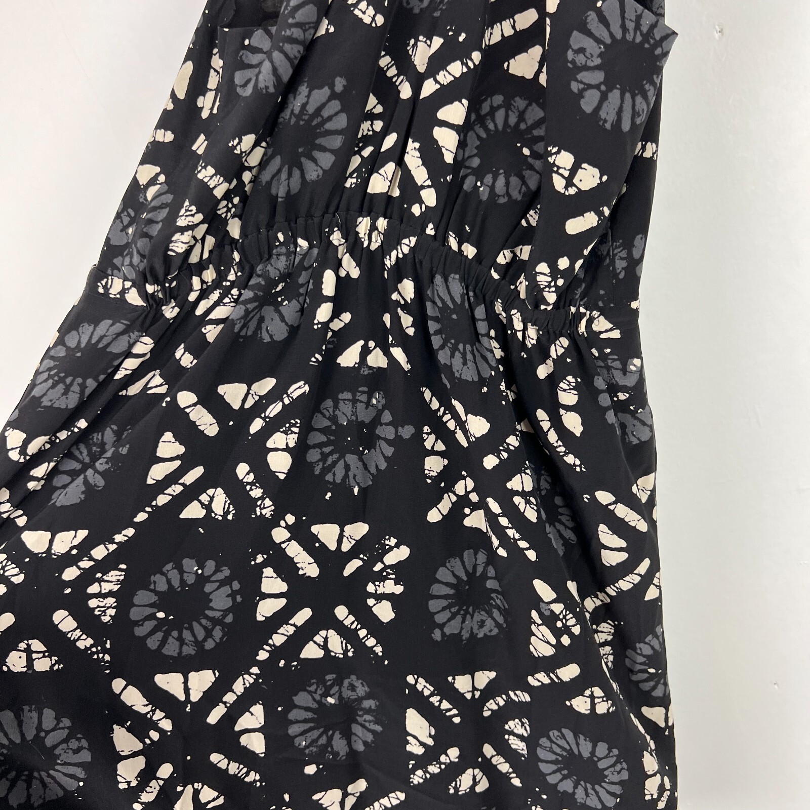 Madewell Starview Batik Grid Silk Cami Dress Racerback Black Size 4 EUC L1579