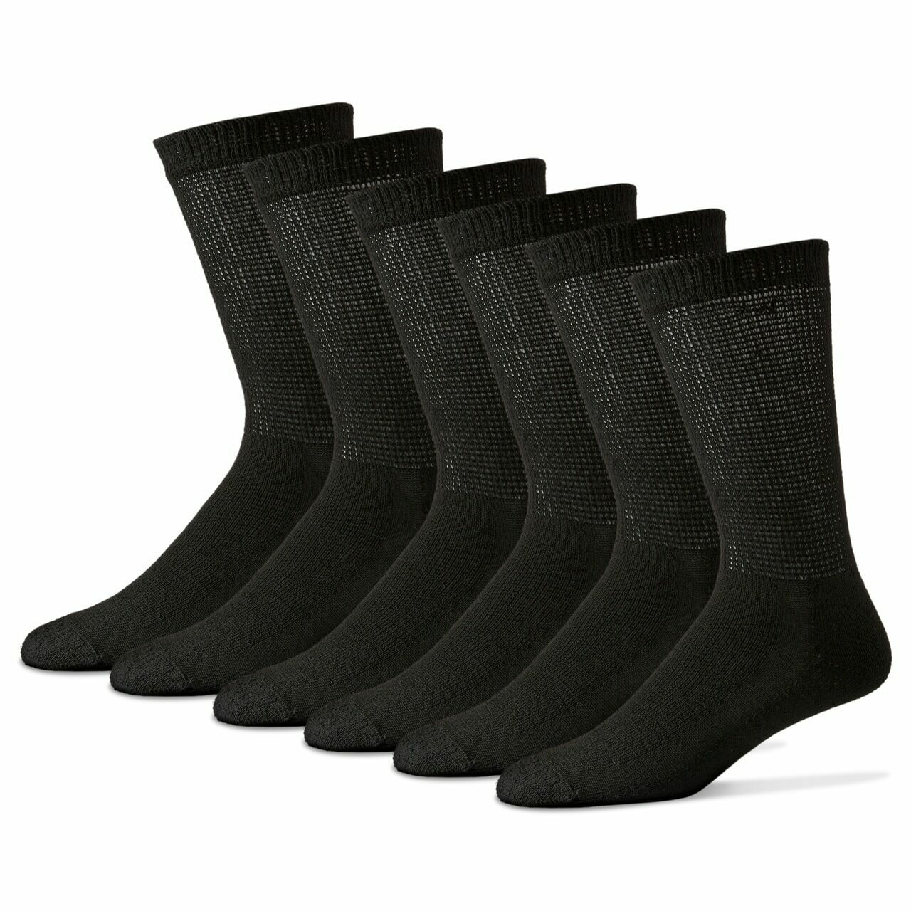 3 Pair Black Men’s Women Physicians Choice Crew Cushioned Diabetic Socks 3 Sizes