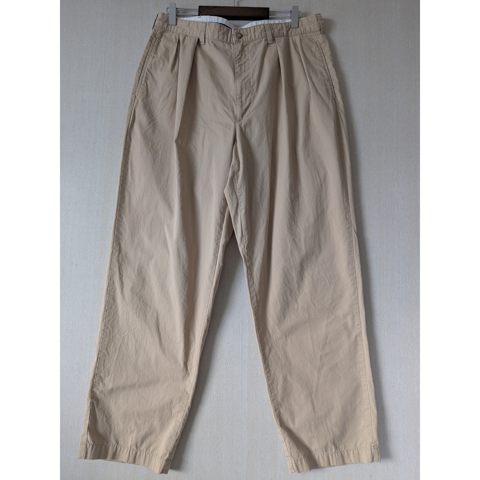 Polo Golf Ralph Lauren Chinos Mens 36×31 Tan Pleated Cotton Khaki Relaxed Pants