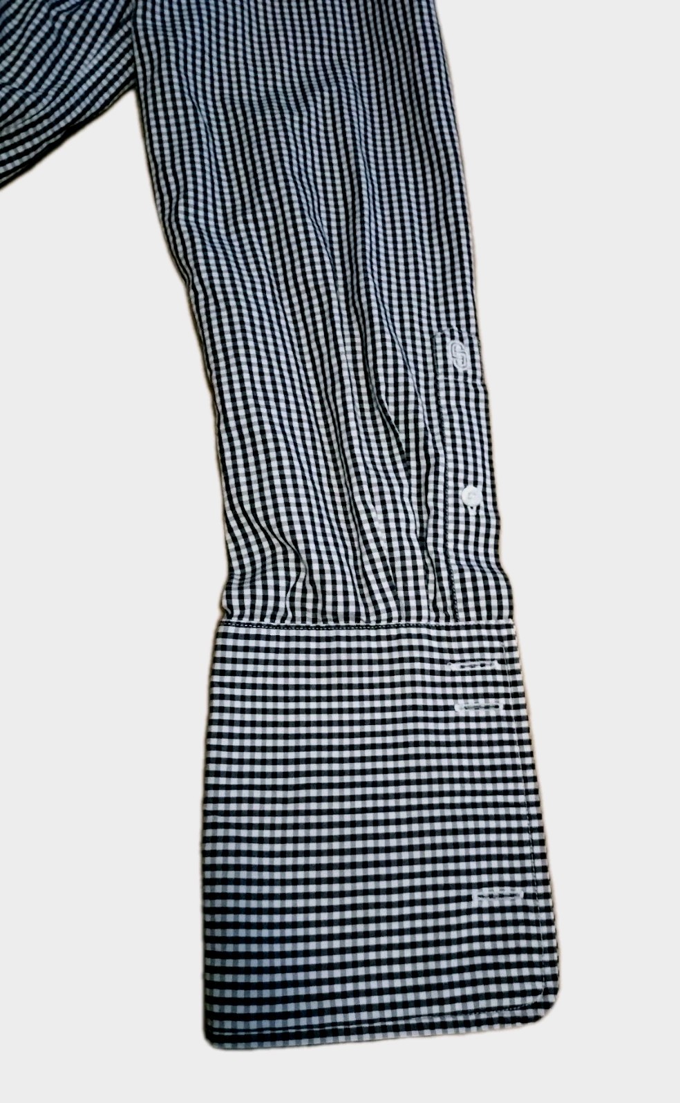 Jaeger Shirt Mens 15.5″ Black Gingham Check Long Sleeve French Cuff Regular Fit