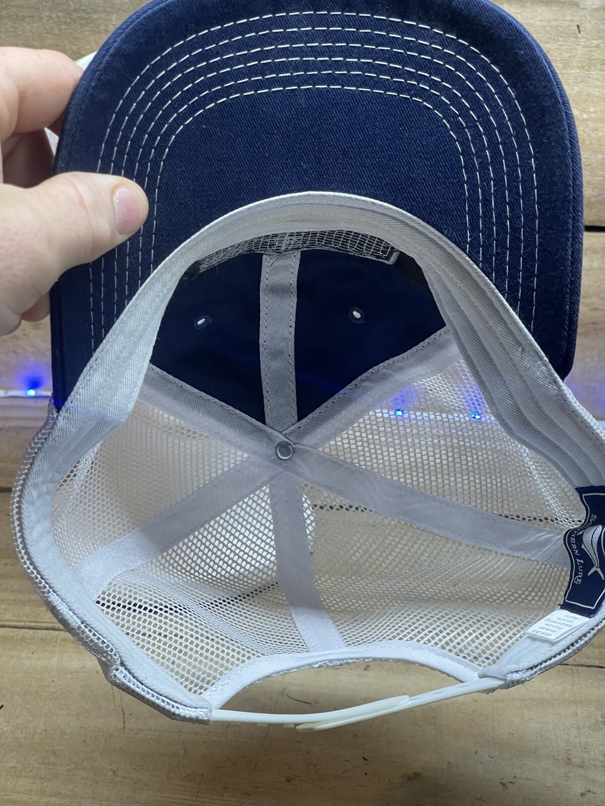 Rare Blue Southern Lure Fish Hat Cap Mesh Trucker Fishing Snapback White