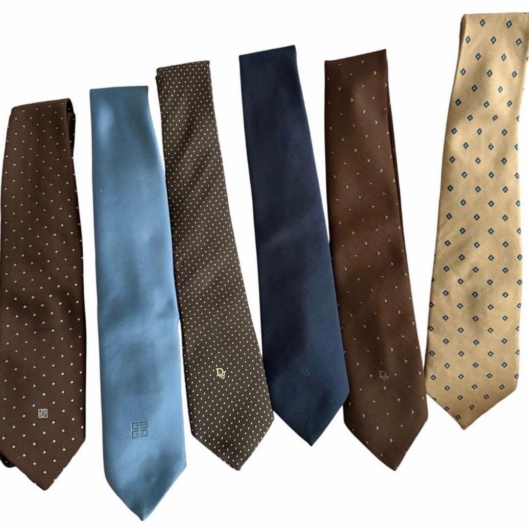 Designer Vintage Silk Tie Lot 6pc Christian Dior Givenchy Monsieur