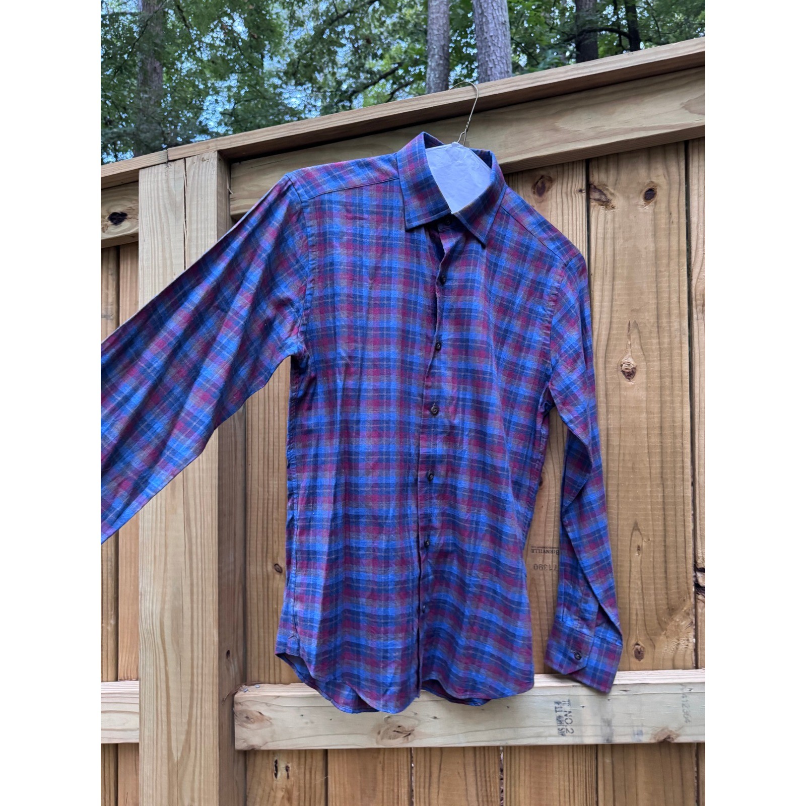 David Donahue Mens Plaid Button Down Long Sleeve Shirt, size S