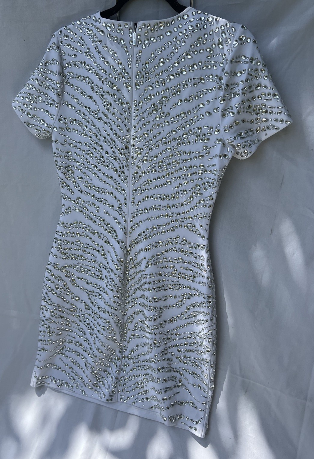 Michael Kors White Silver Rhinestone Sheath Dress Short Sleeve New With Tags S