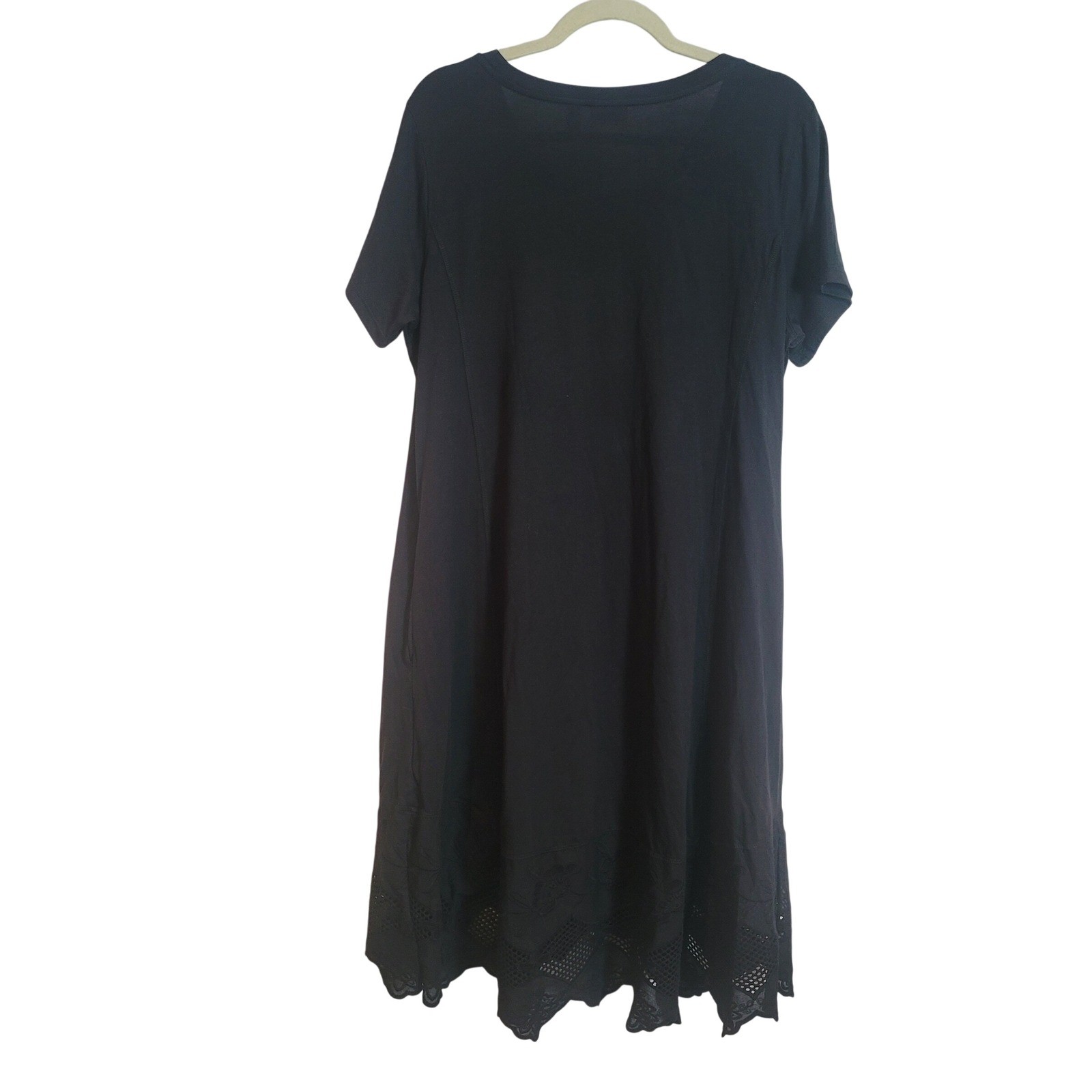 LOGO by Lori Goldstein Lavish Black Eyelet Hem Dress Large P Whimsigoth Fairy