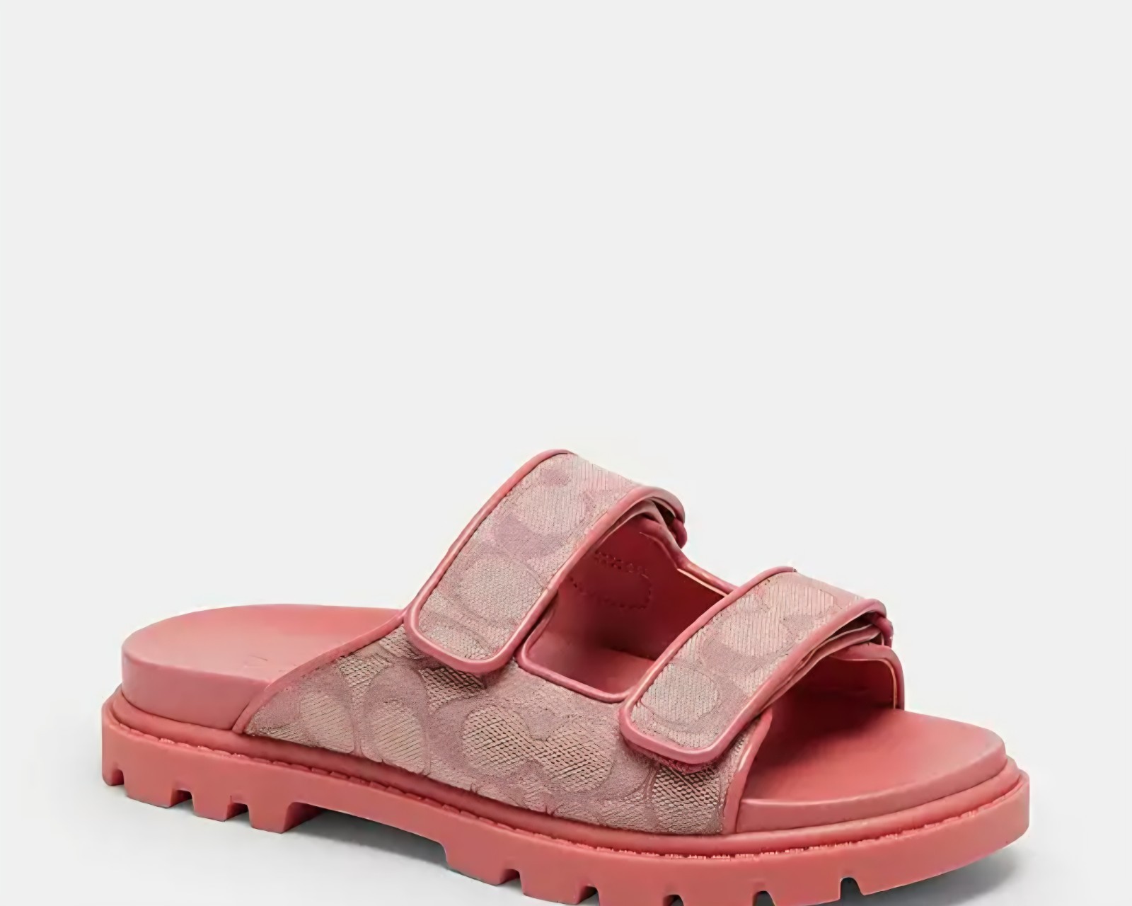 NWT Coach Woman Two Band Sport Slide In Signature Jacquard True Pink CBN29