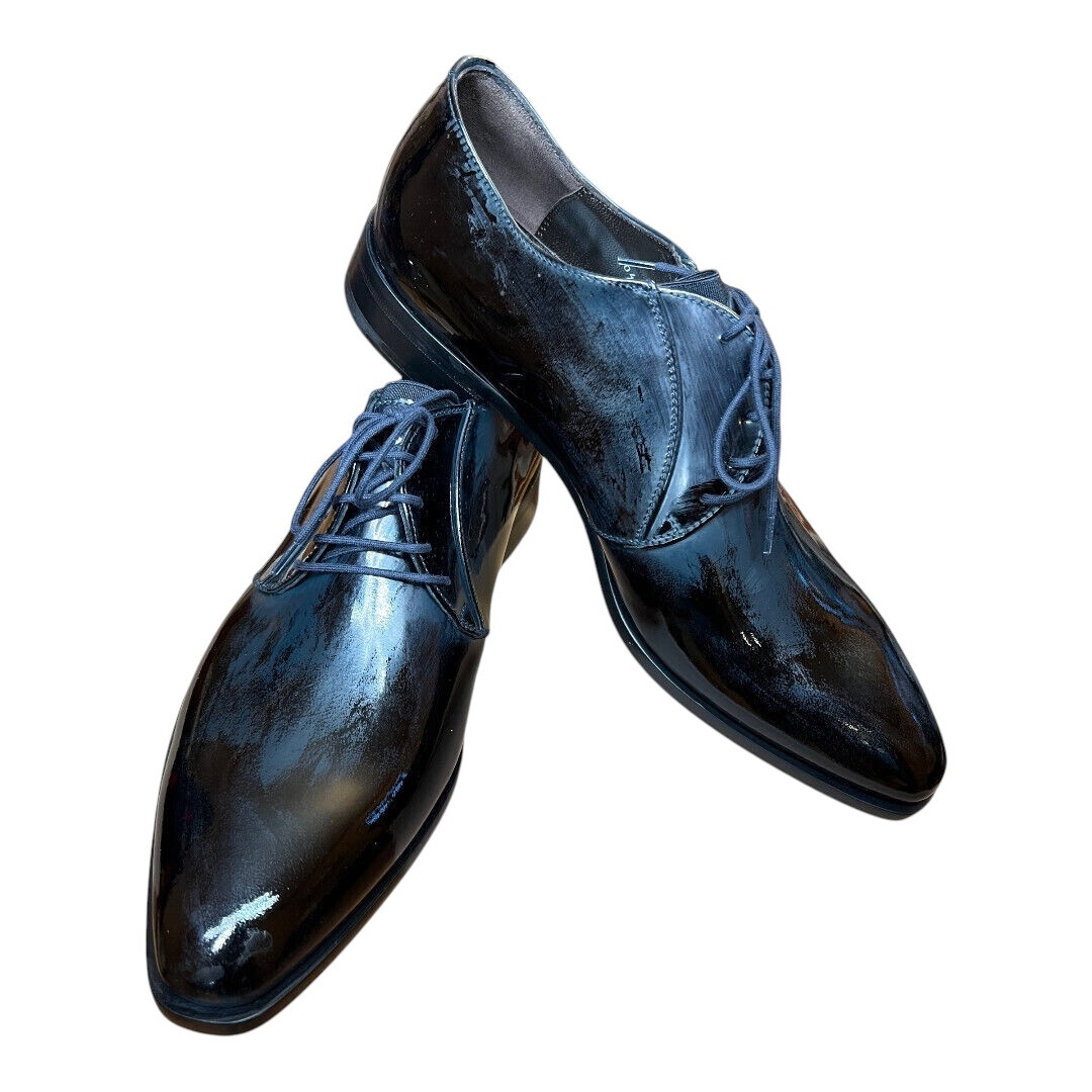 Authentic $790 Cesare Paciotti US 8.5 Black/Navy Oxfords Italian Designer Shoes