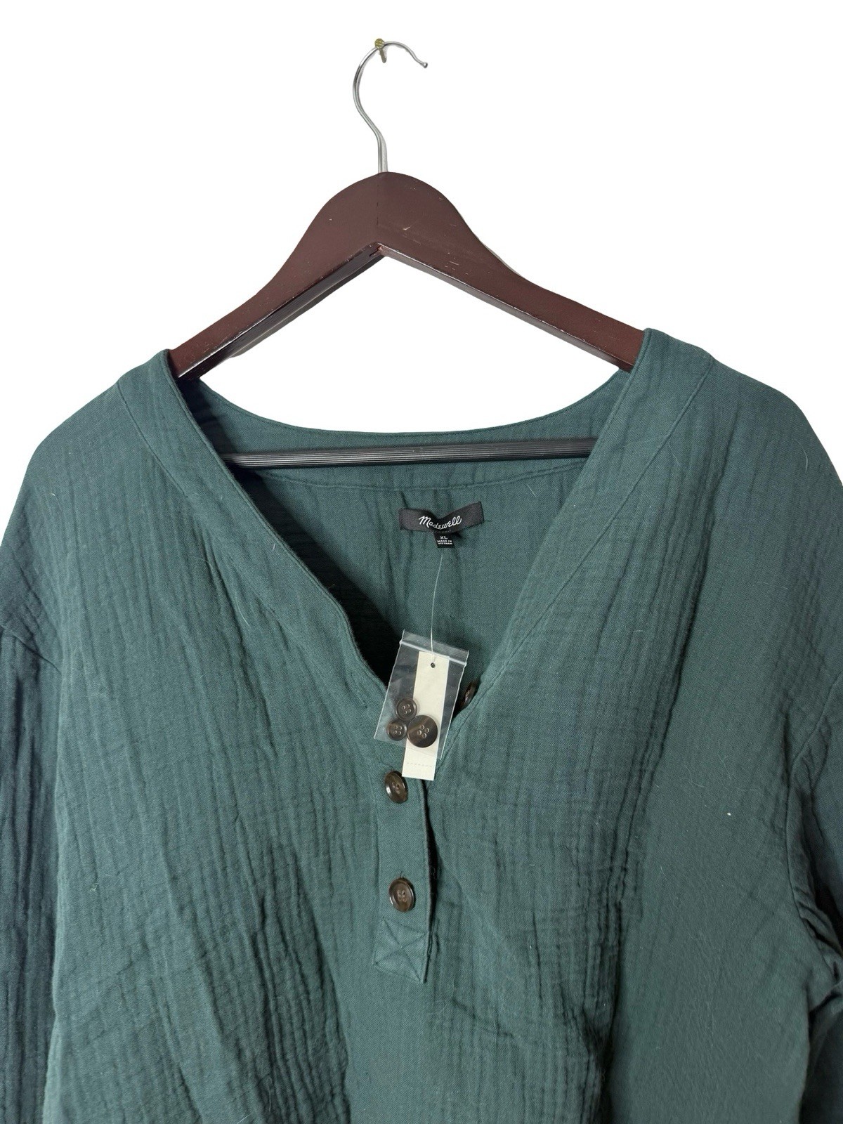 Madewell Lightspun Evert Top Midnight Green Size XL NC803 Gauze Cotton new