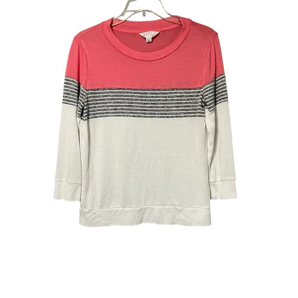Market & Spruce Pink Stripe Colorblock Pullover shirt size Small
