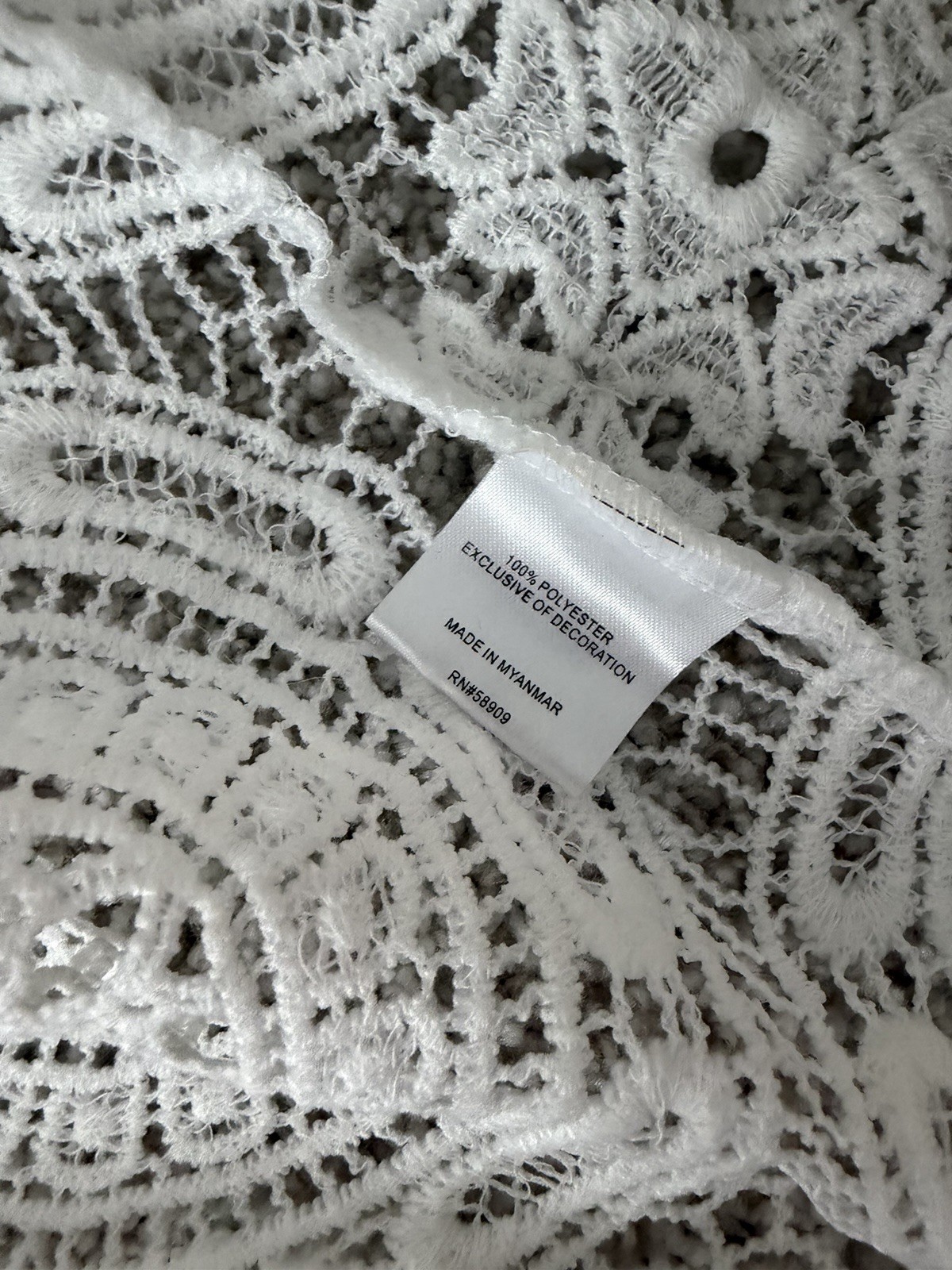 Retro Threads Boho Crochet Fisherman Artsy Festival Kimono White Size M