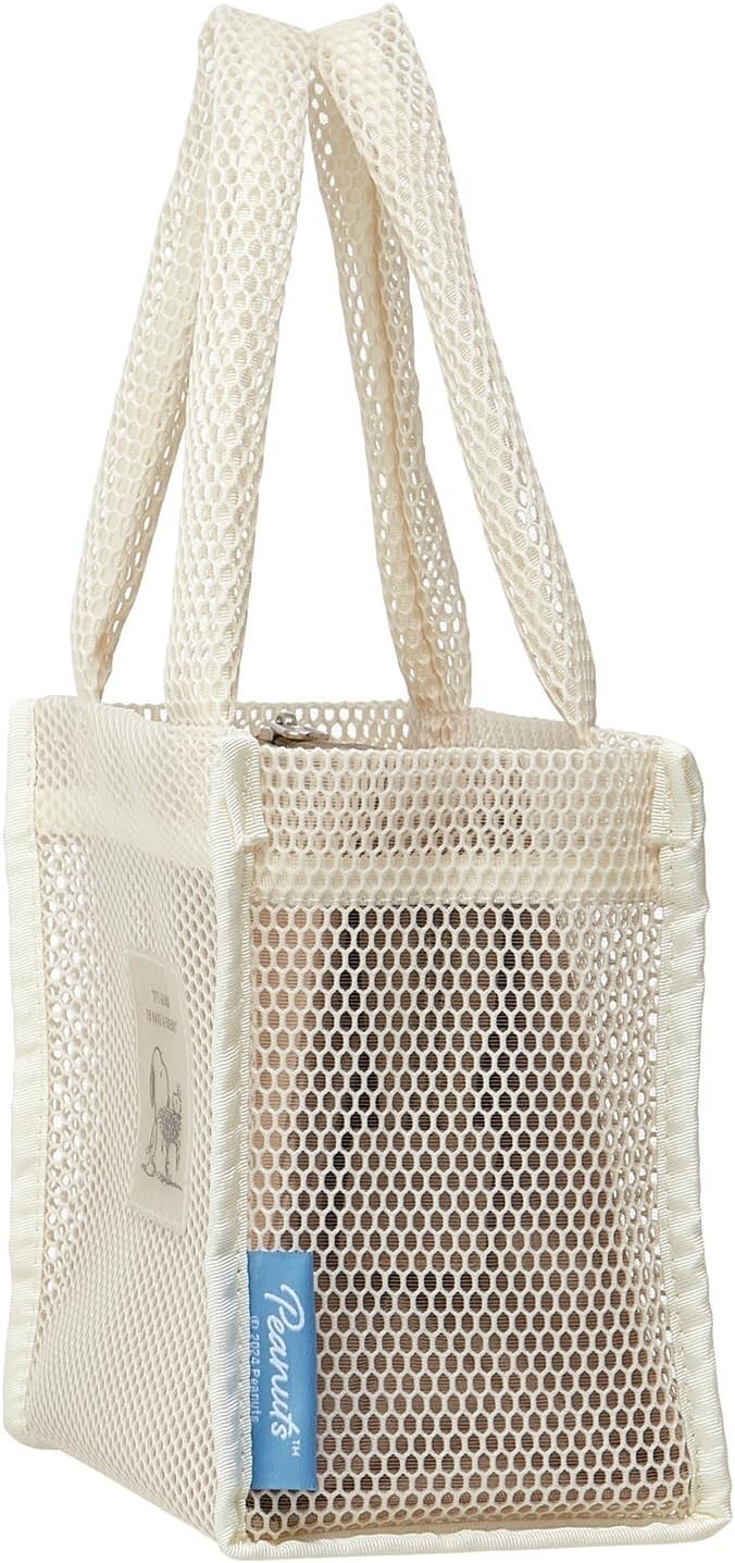 Peanuts Snoopy Quilted Mesh Tote with Pouch Polyester, Aluminum, Lunch Bag