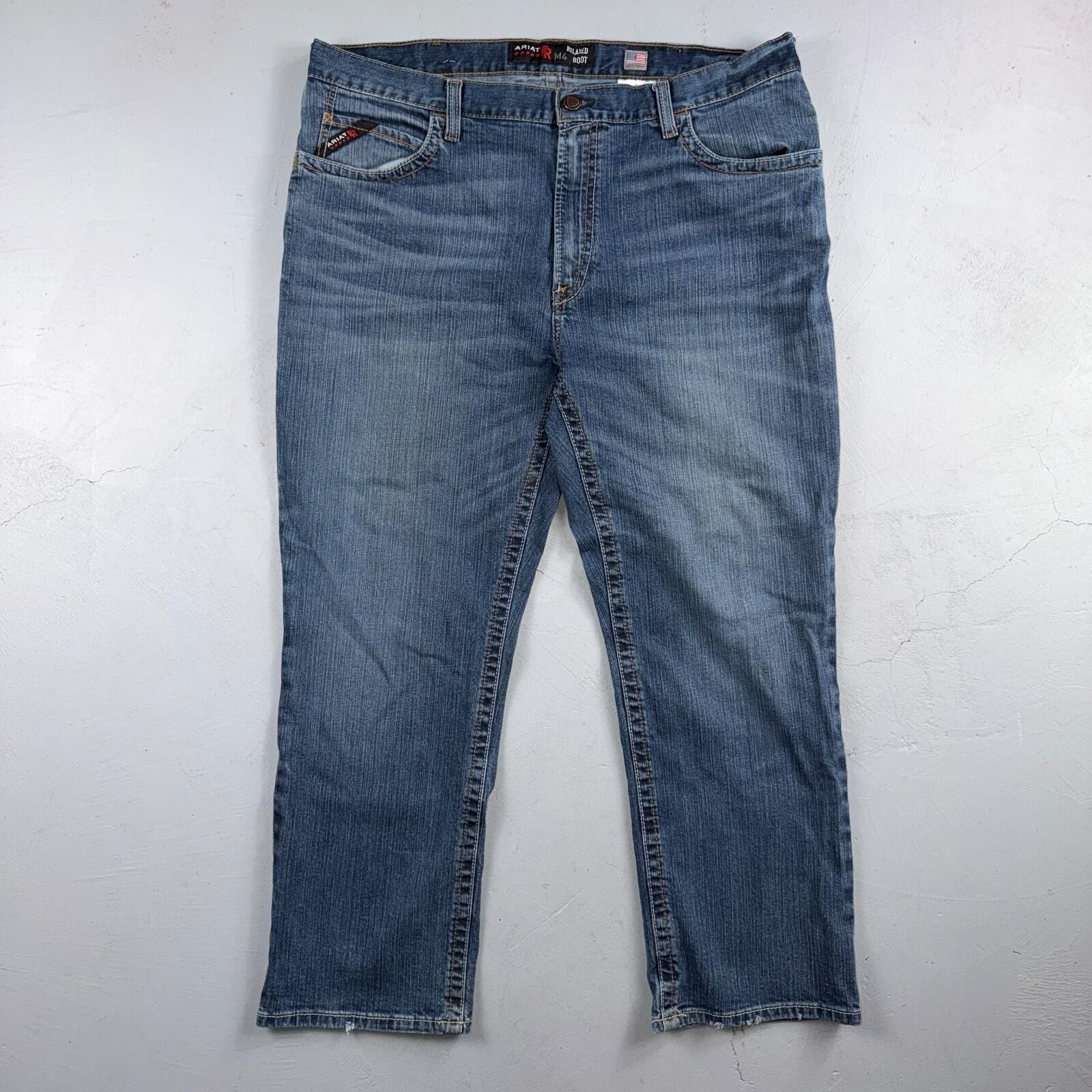 Ariat M4 FR Jeans Mens Blue Flame Resistant Cat 2 Relaxed Boot Cut 42×30 Denim