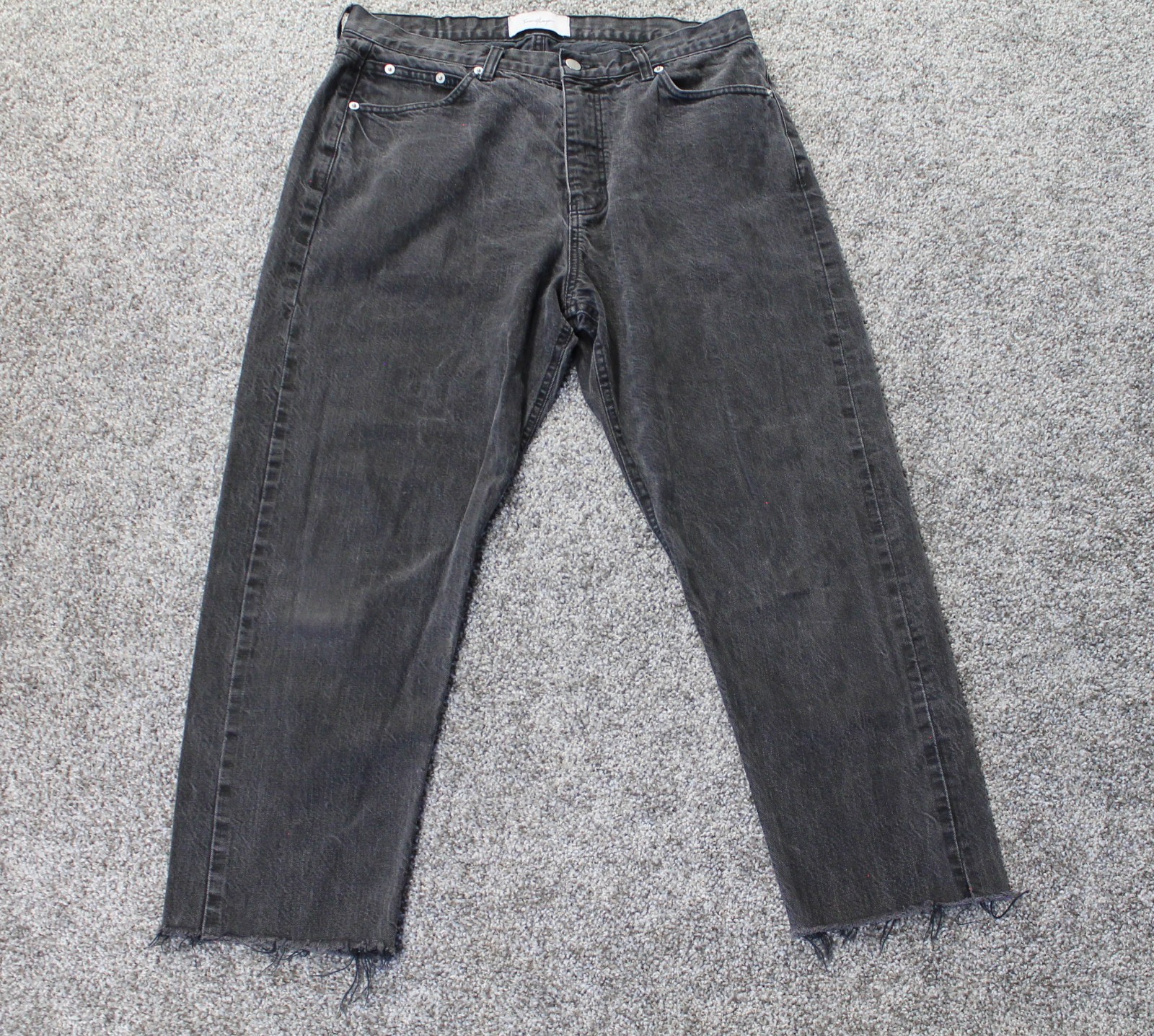 Second/Layer Frayed Hem Selvedge Denim Men’s Jeans 34 x 25 Black Washed