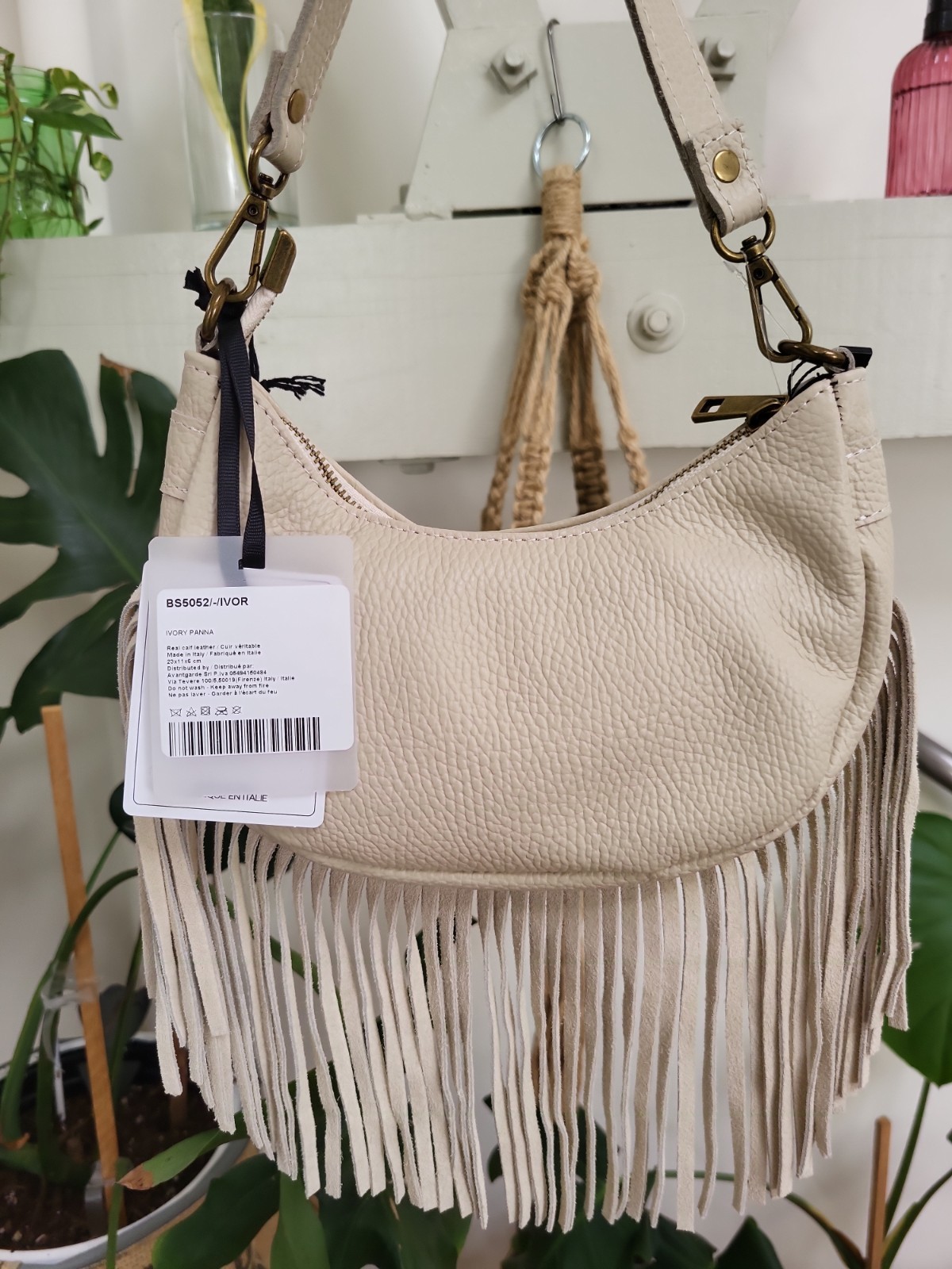 NWT Marlon Italian Leather Purse w/ Fringe Festival Western Boho Crossbody Bag